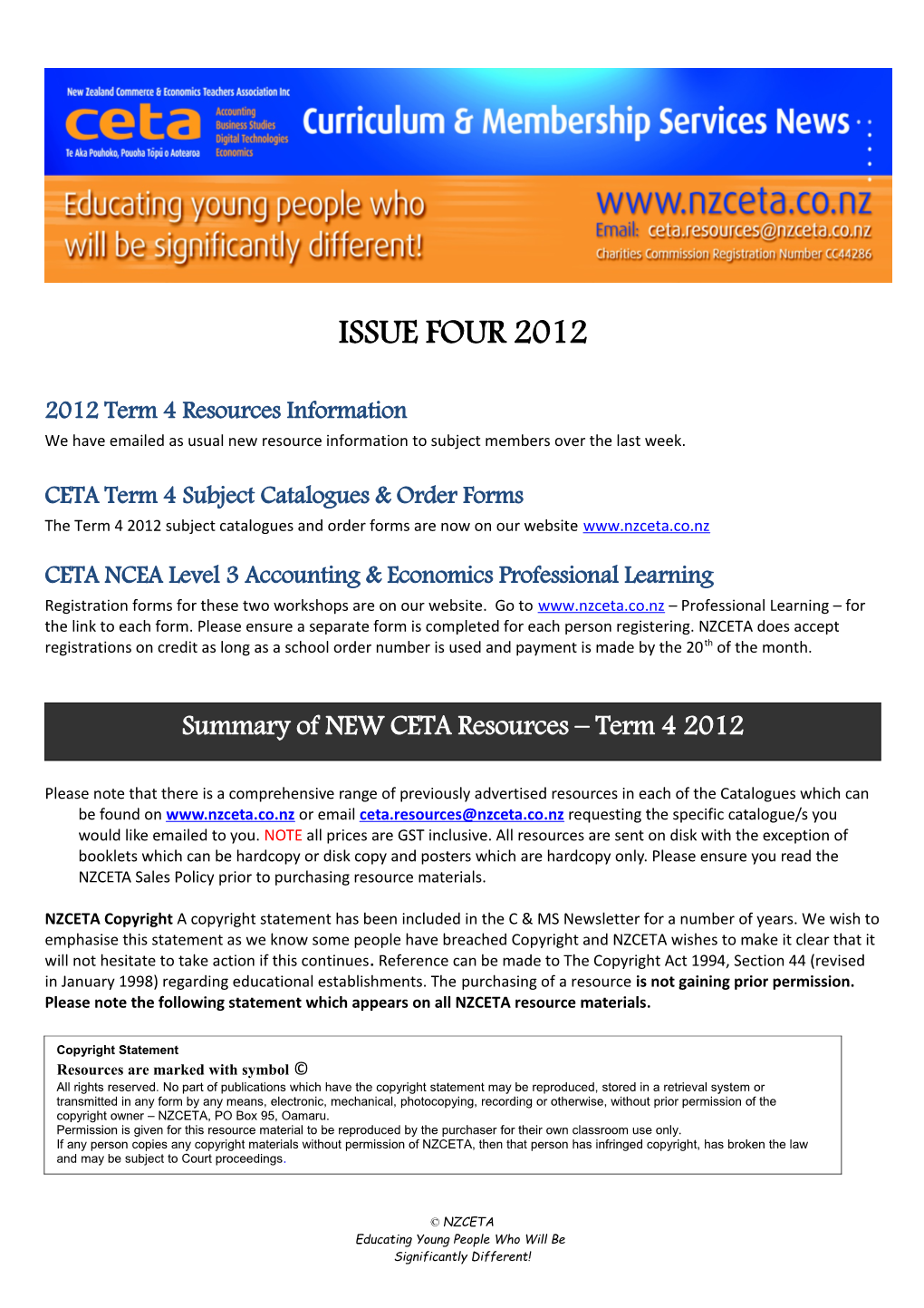 CETA Term 4 Subject Catalogues & Order Forms