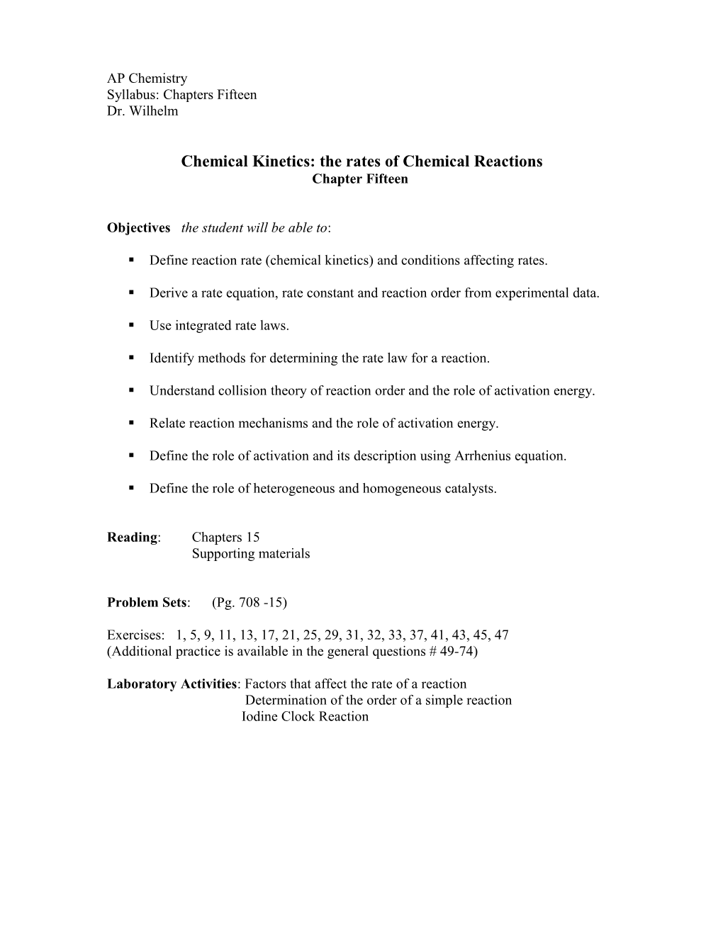 Chemical Kinetics: the Rates of Chemical Reactions