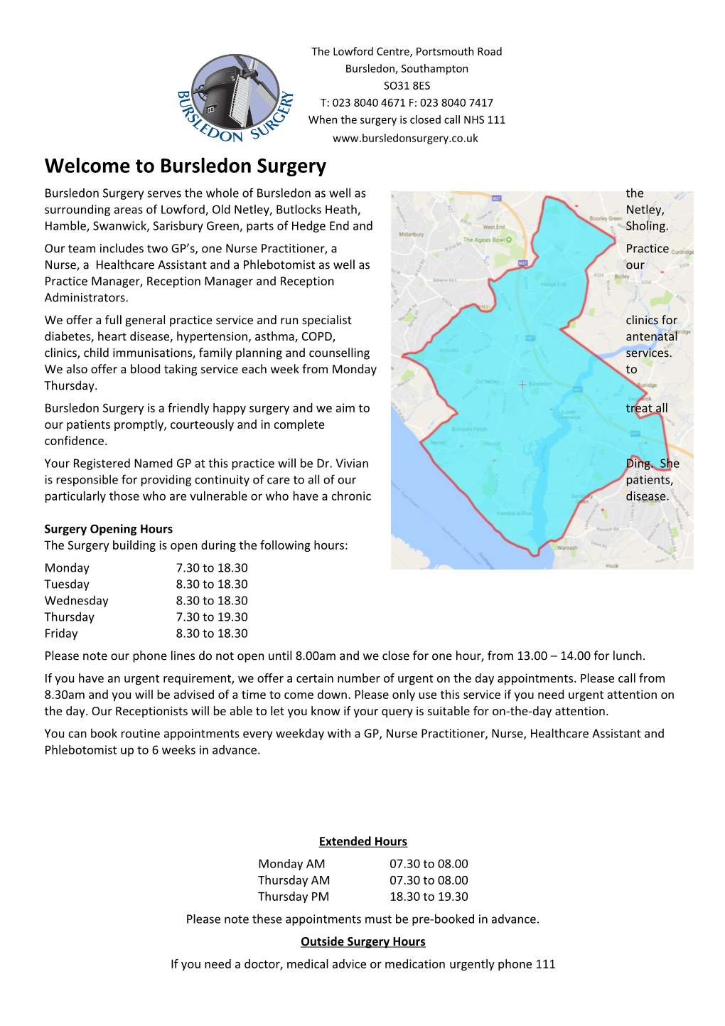 Welcome to Bursledon Surgery