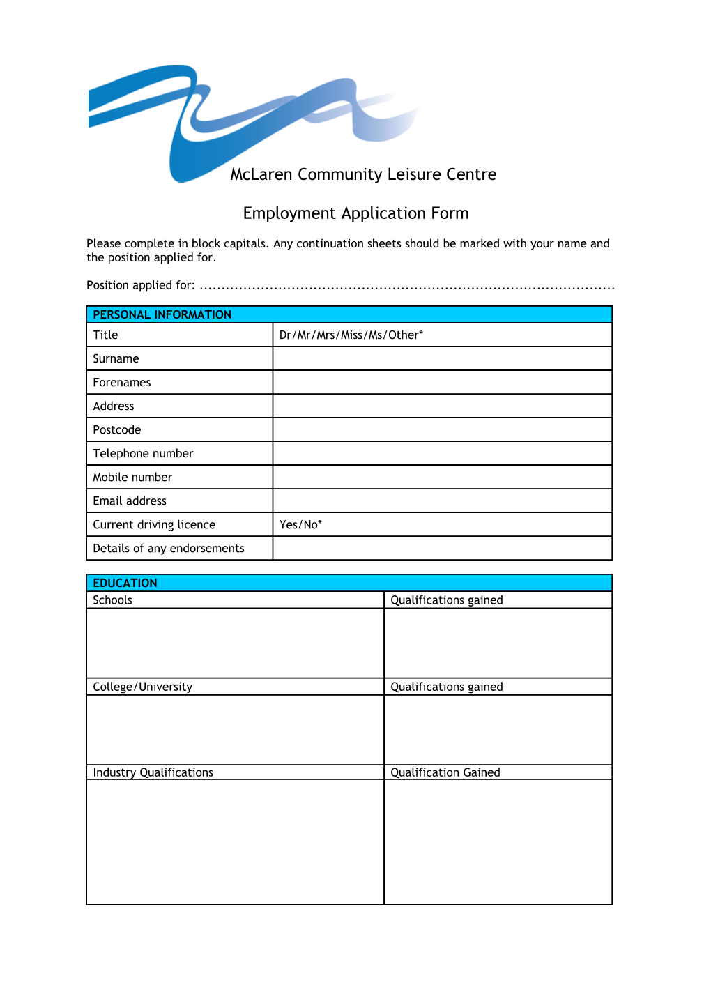 Mclaren Community Leisure Centre