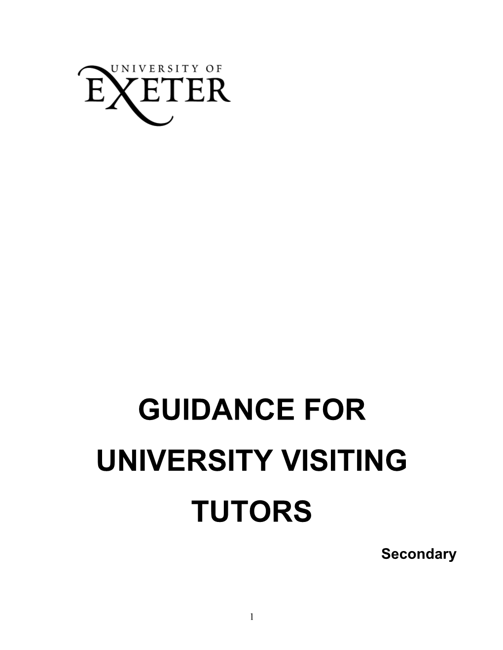 University Visiting Tutor Guidance - Pgce English with Drama