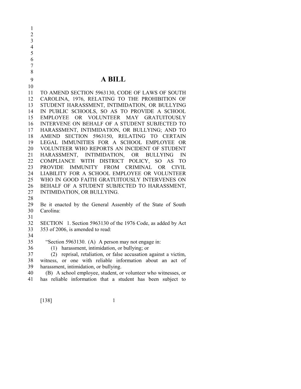 2015-2016 Bill 138 Text of Previous Version (Dec. 3, 2014) - South Carolina Legislature Online