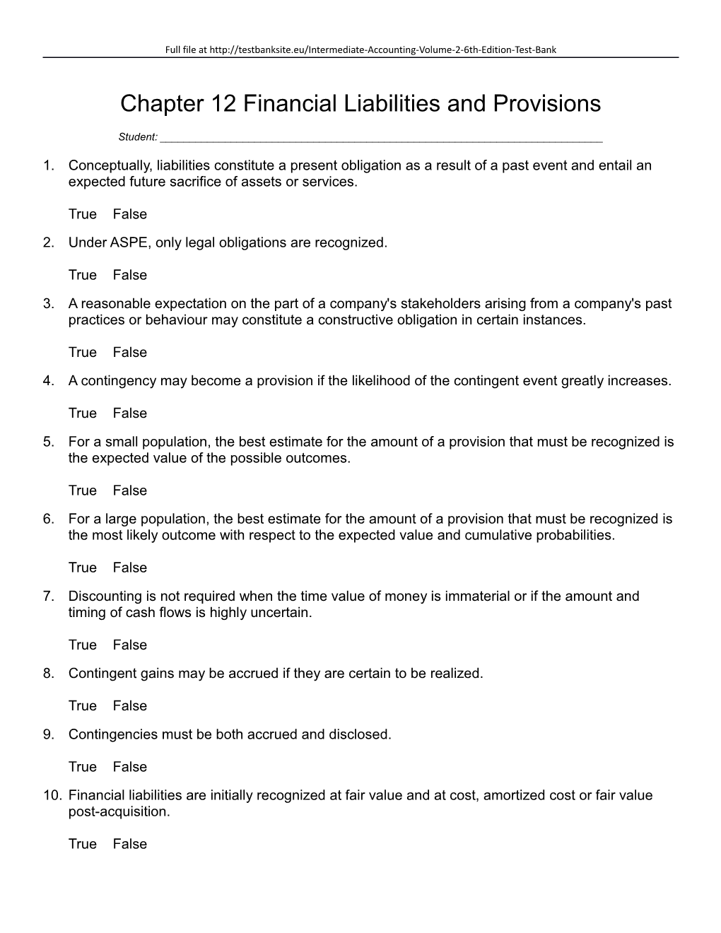 Chapter 12 Financial Liabilities and Provisions