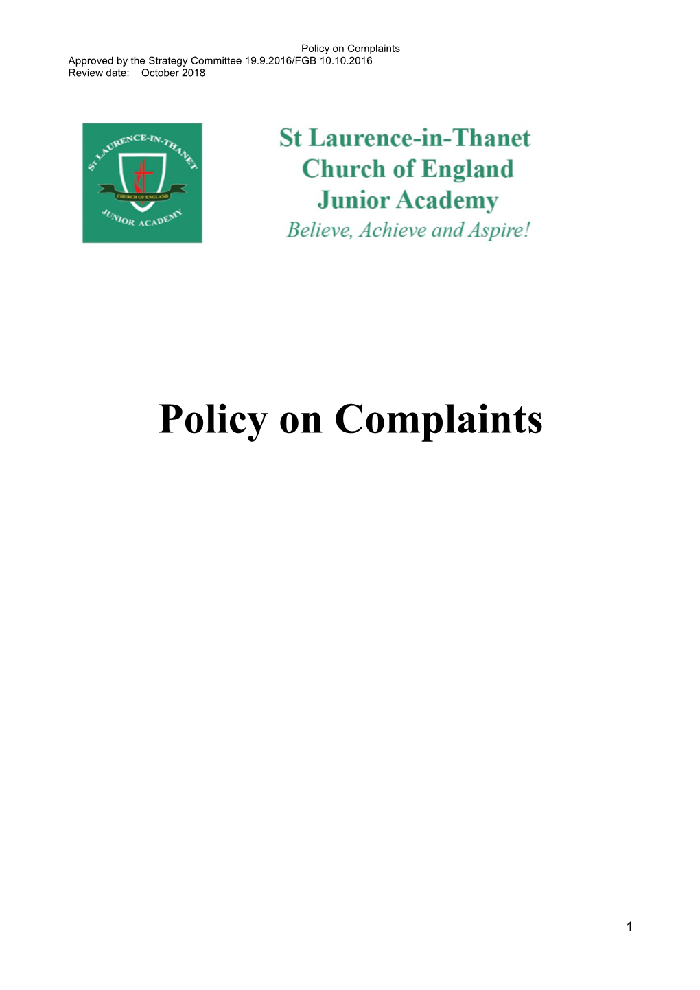 Policy on Complaints
