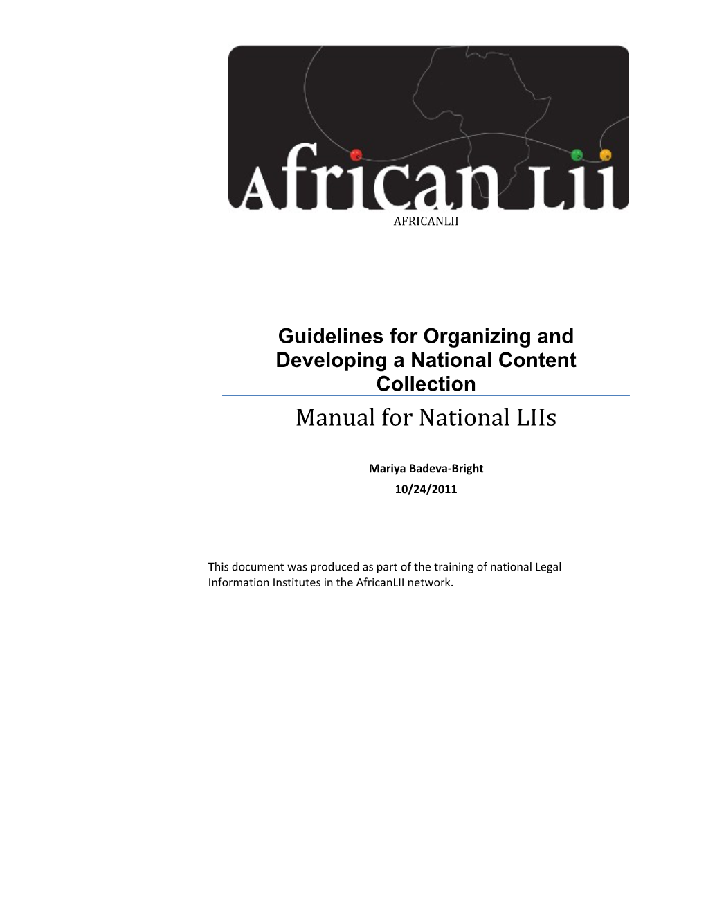 Guidelines for Organizing and Developing a National Content Collection