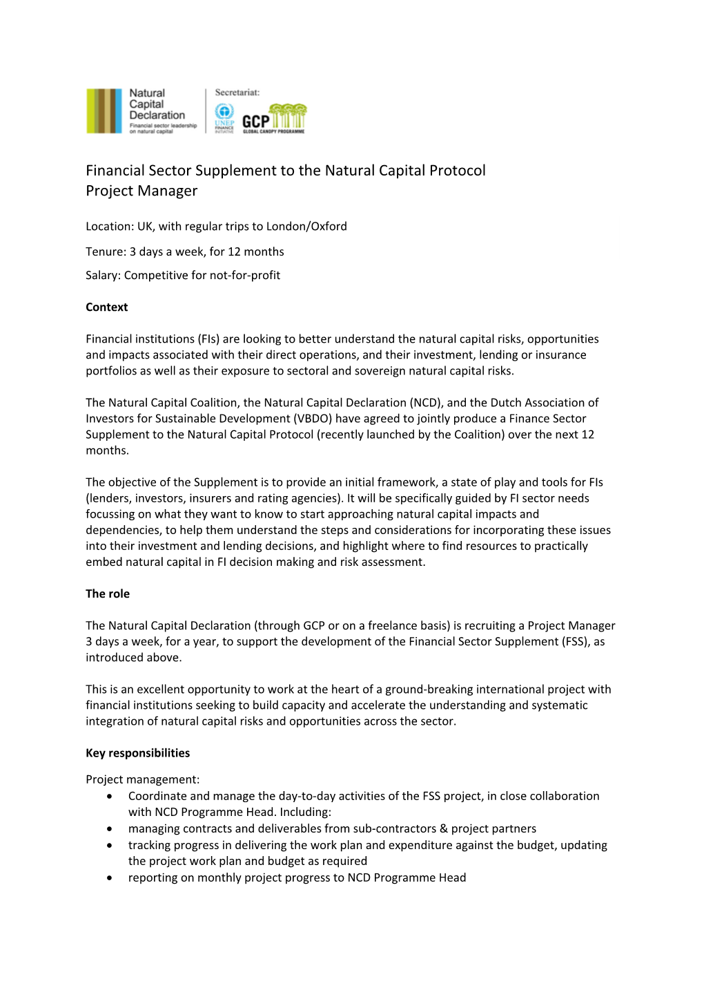 Financial Sector Supplement to the Natural Capital Protocol