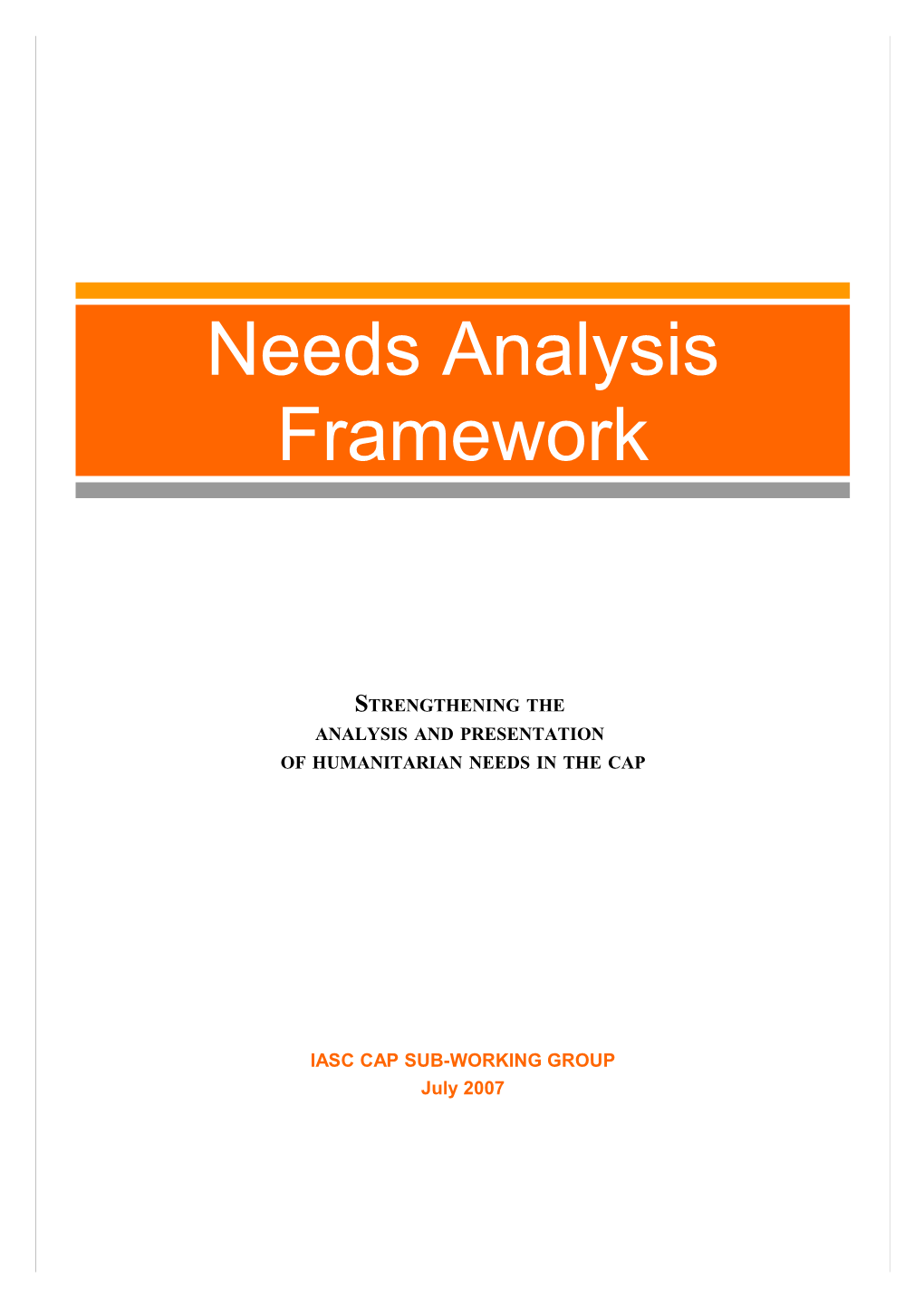 Needs Analysis Framework