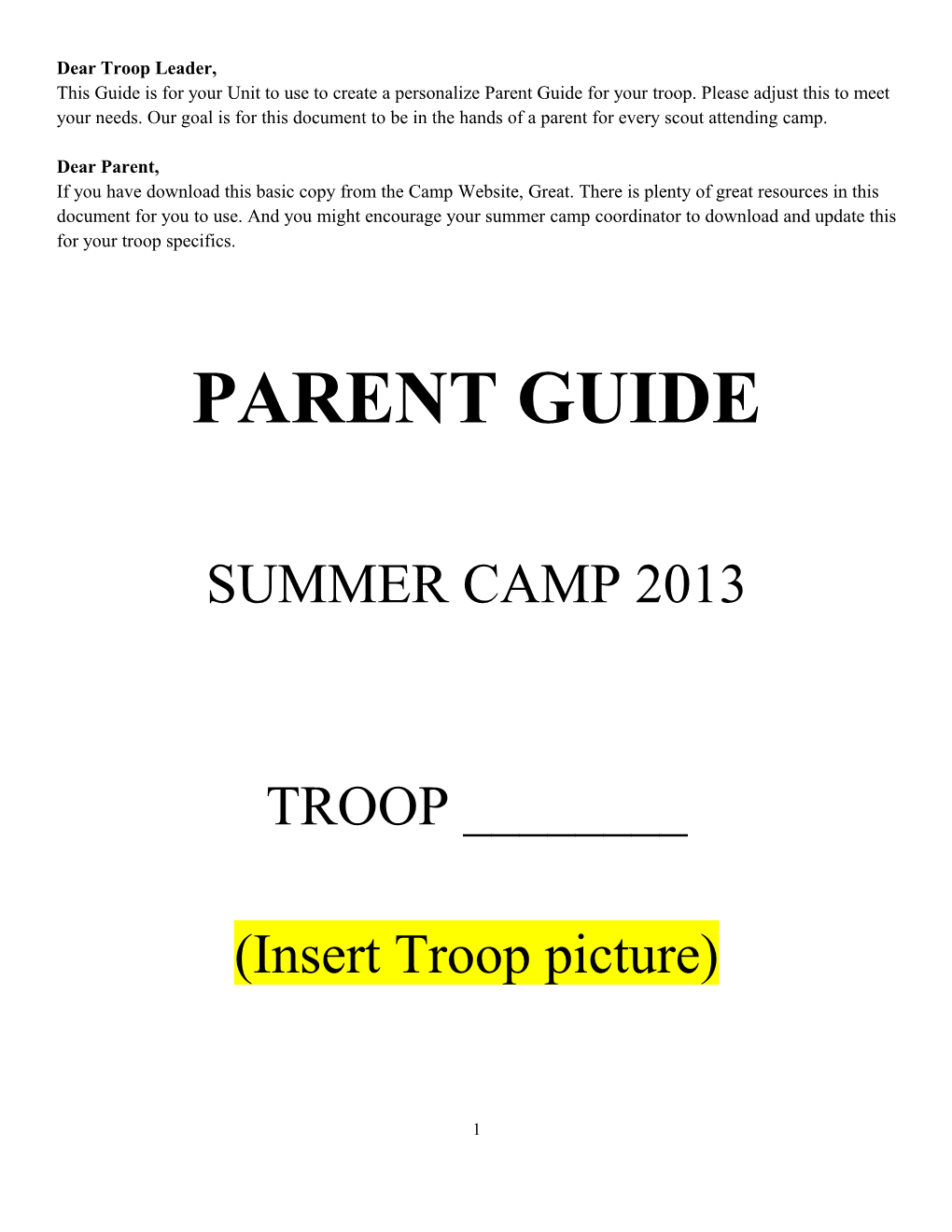 Dear Troop Leader