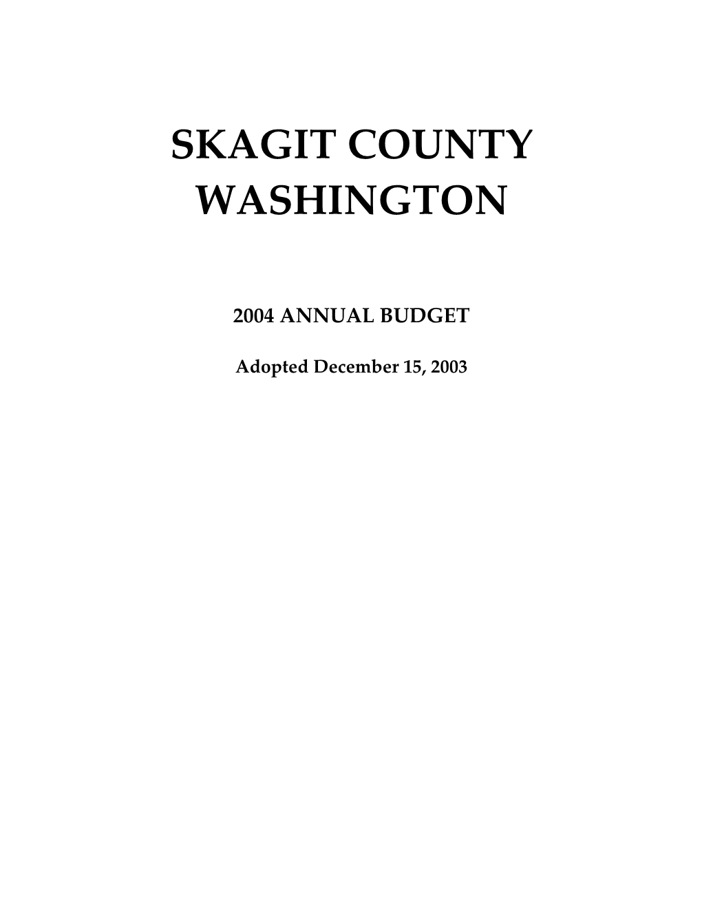 2004 Annual Budget