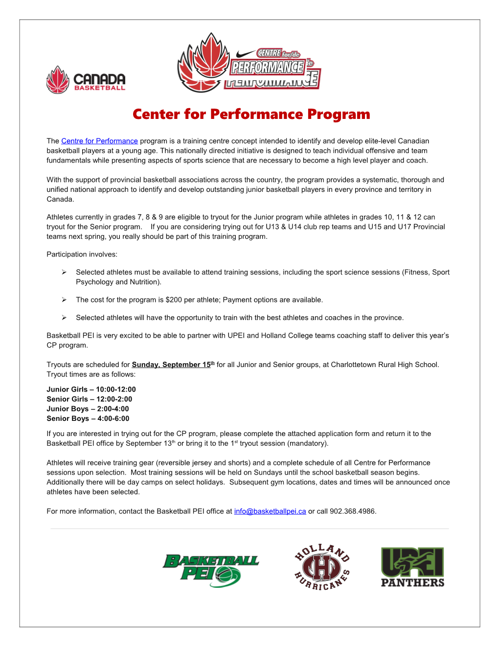 Center for Performance Program