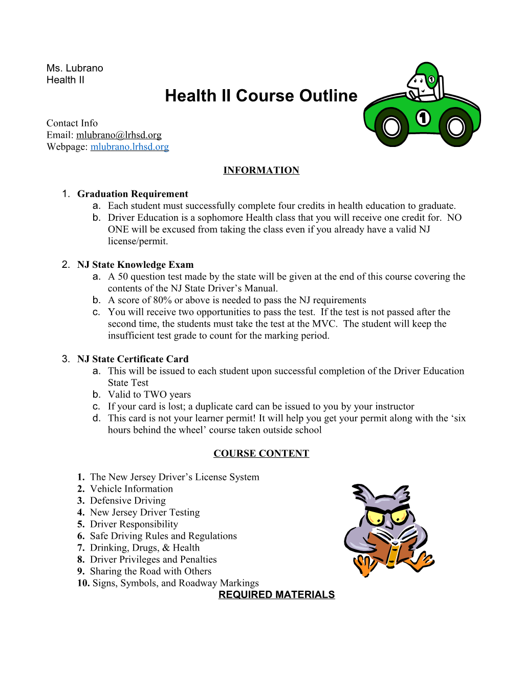 Health II Course Outline