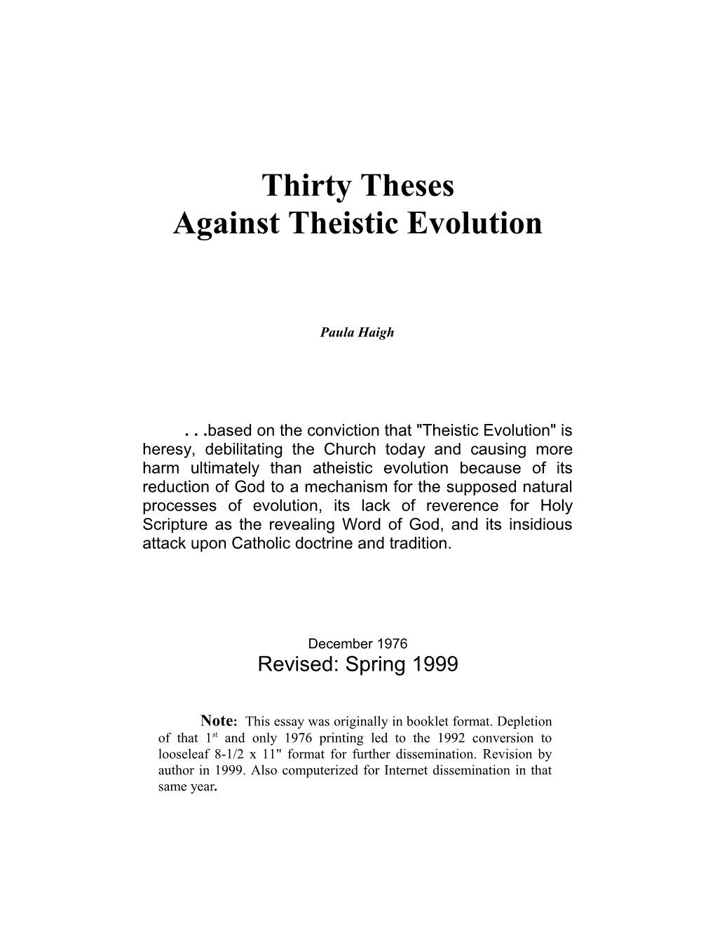 Against Theistic Evolution