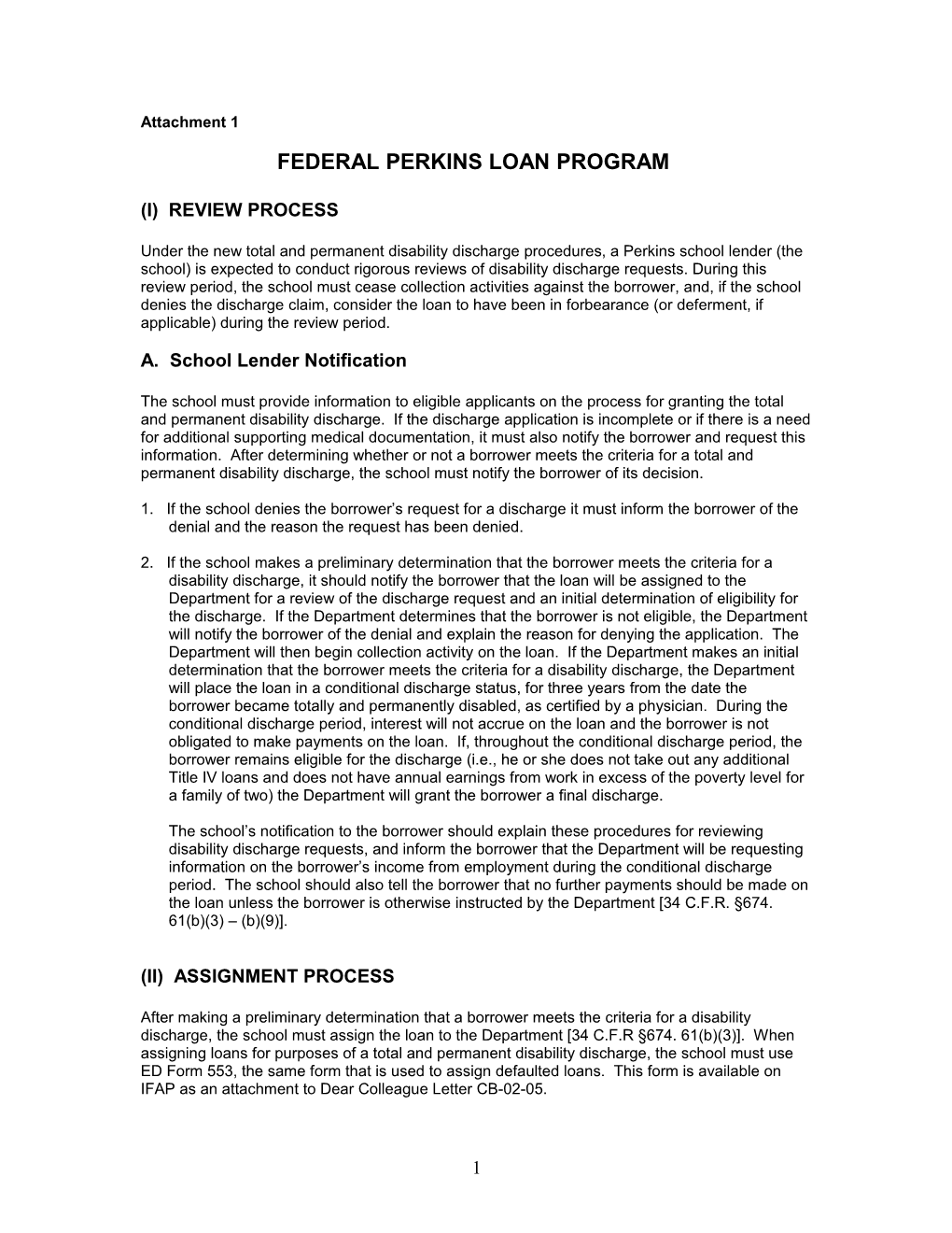 Federal Perkins Loan Program
