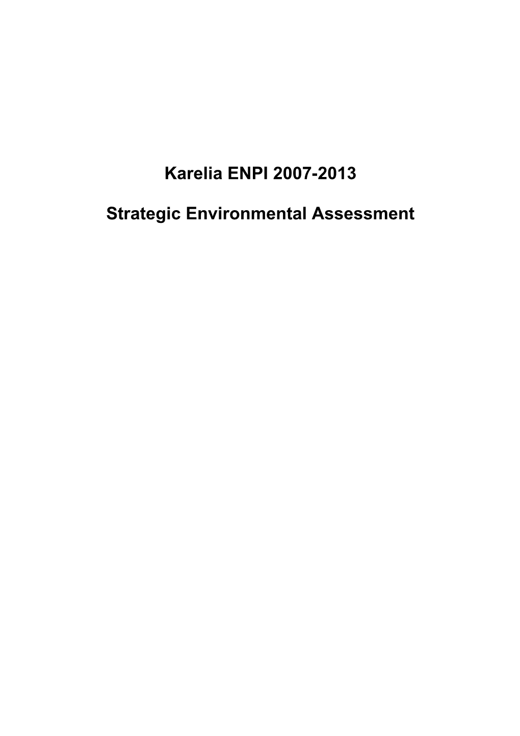 Strategic Environmental Assessment