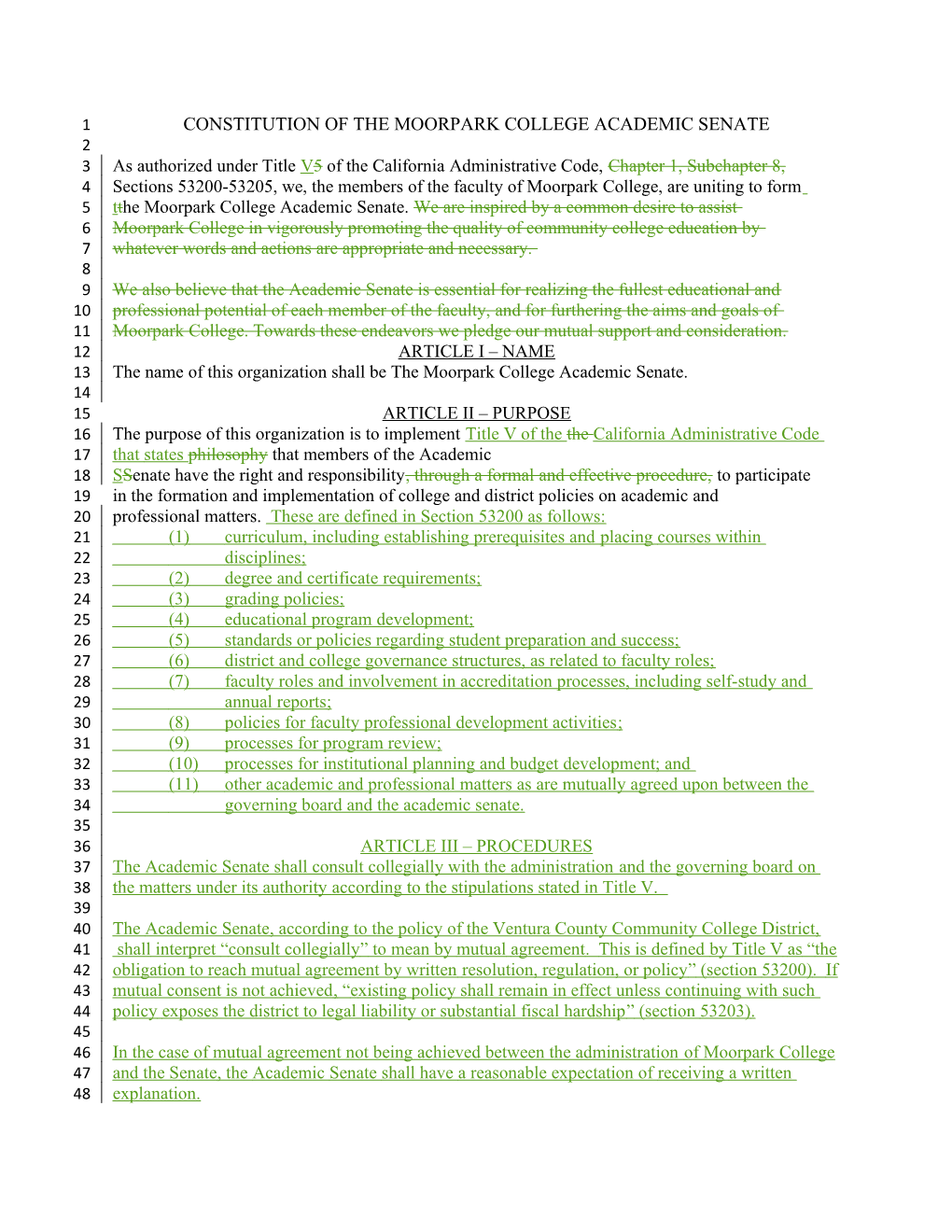 Constitution of the Moorpark College Academic Senate