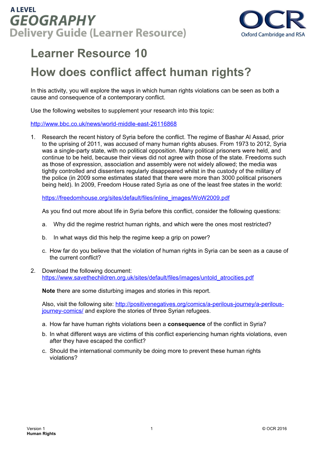 OCR a Level Geography Human Rights Learner Resource 10
