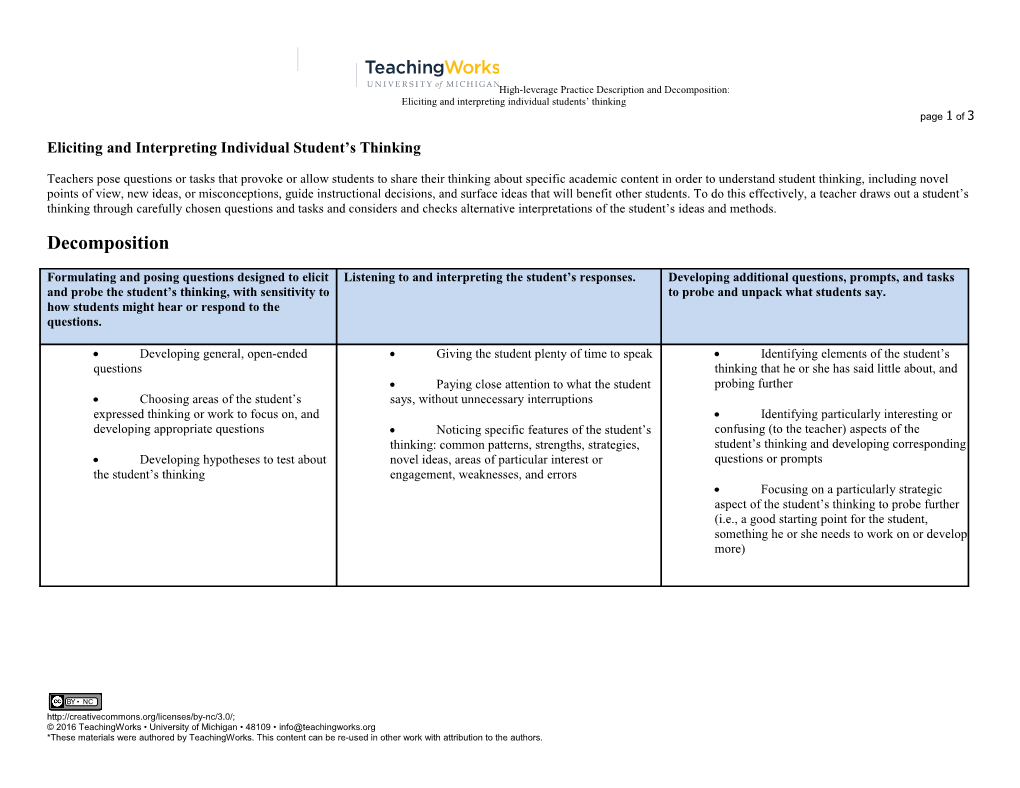 Eliciting and Interpreting Individual Student S Thinking