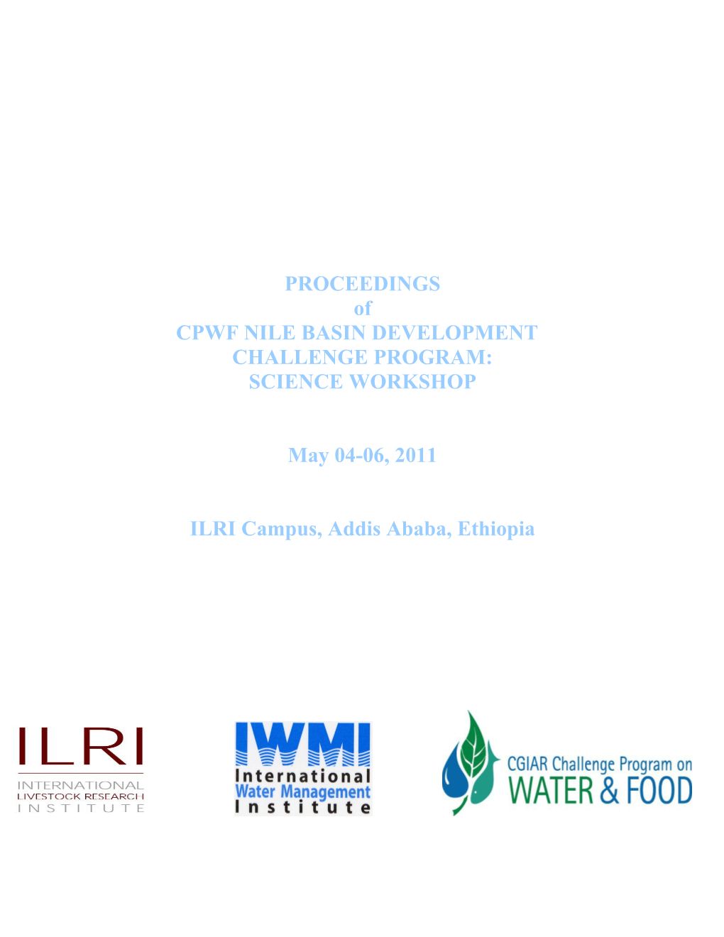 Proceedings of Improving Water Productivity of Crop-Livestock Systems for Benefiting The