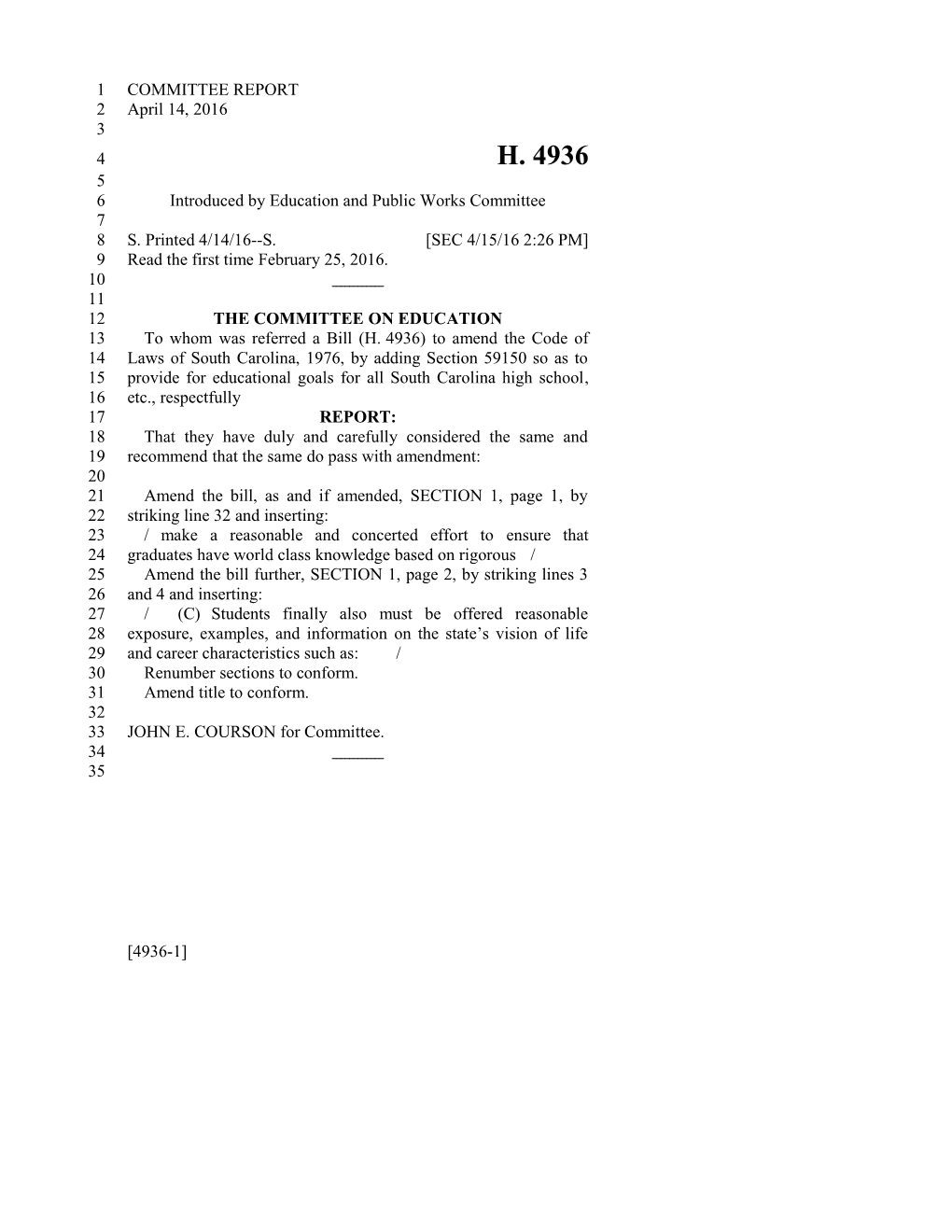 2015-2016 Bill 4936 Text of Previous Version (Apr. 15, 2016) - South Carolina Legislature Online