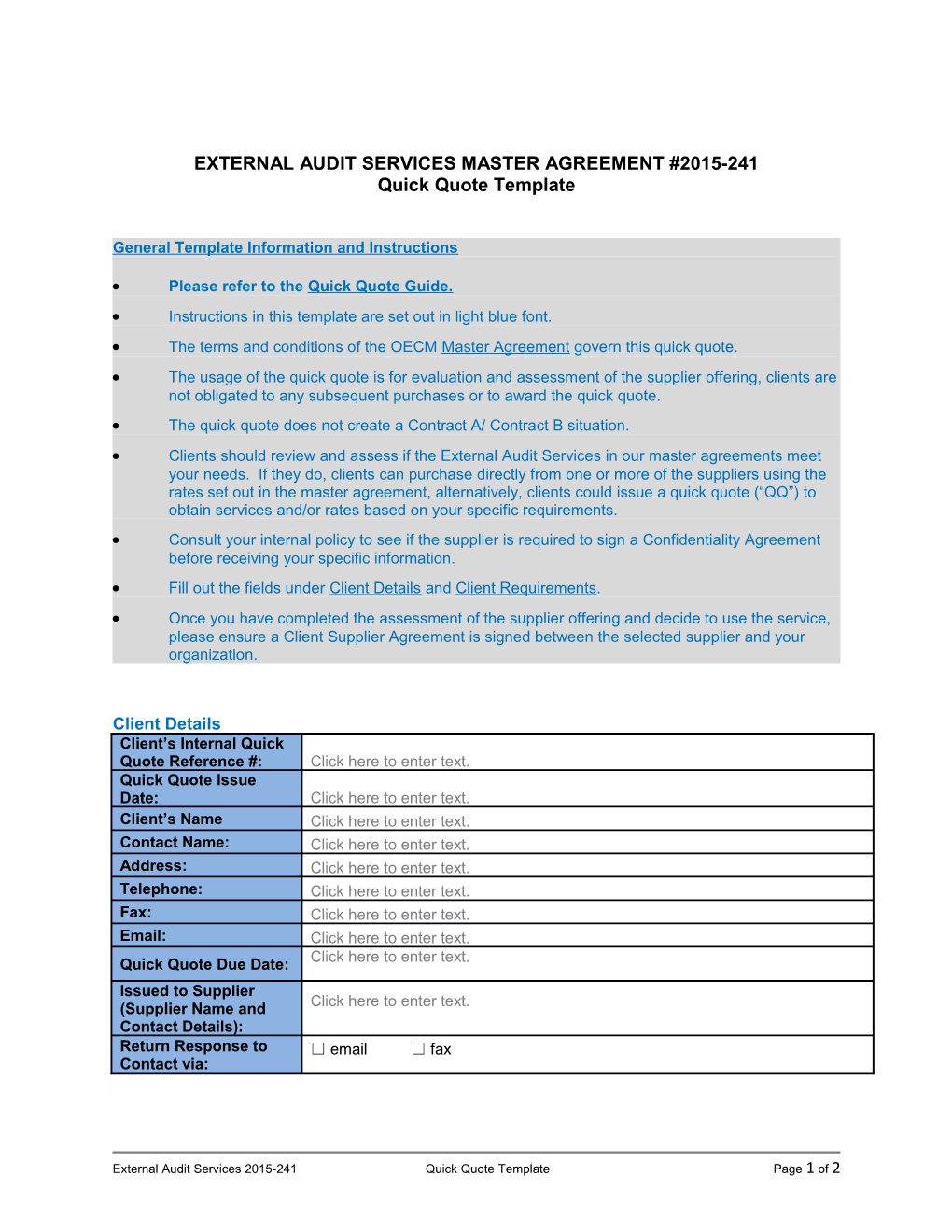 External Audit Services Master Agreement #2015-241