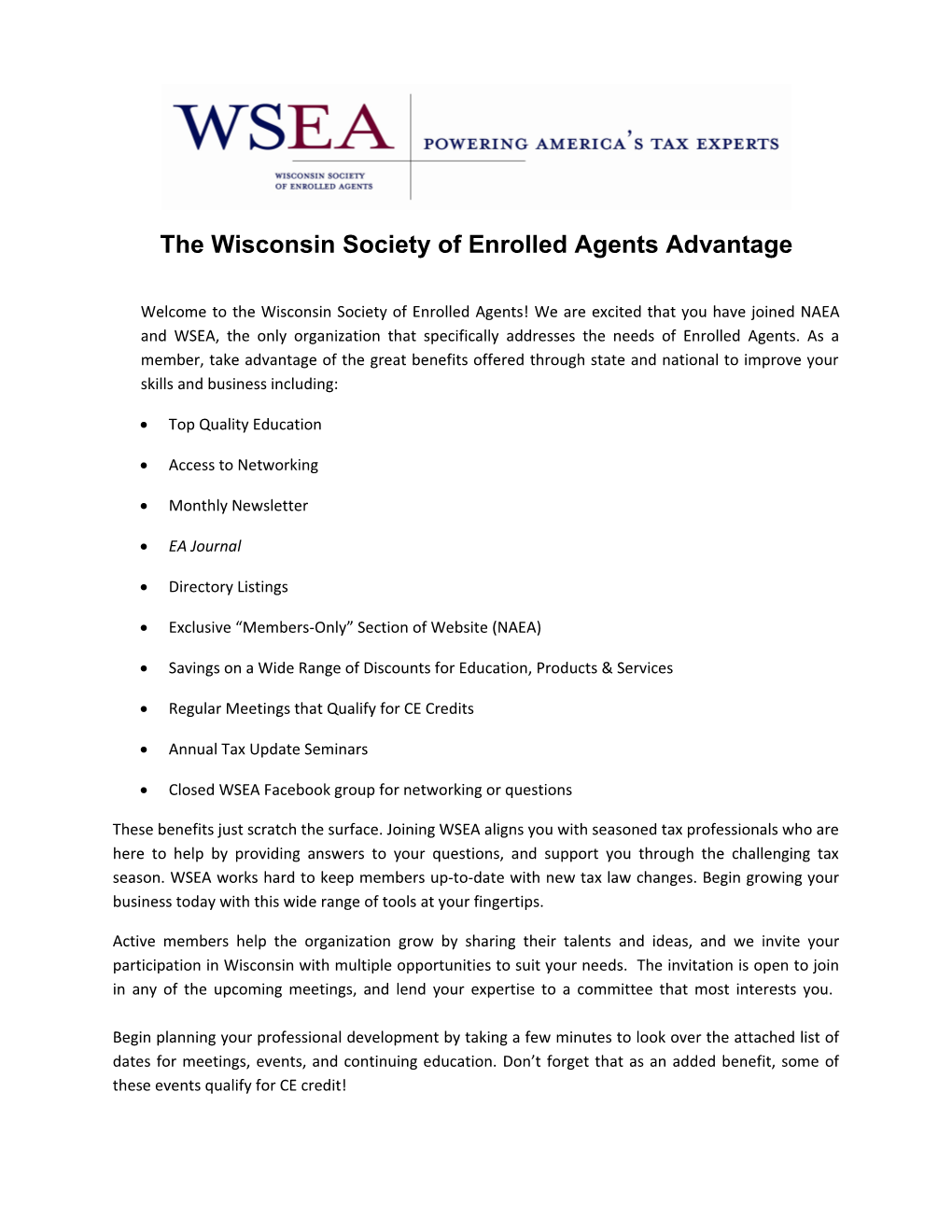 The Wisconsin Society of Enrolled Agents Advantage