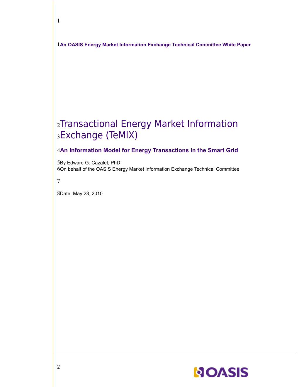Transactional Energy Market Information Exchange