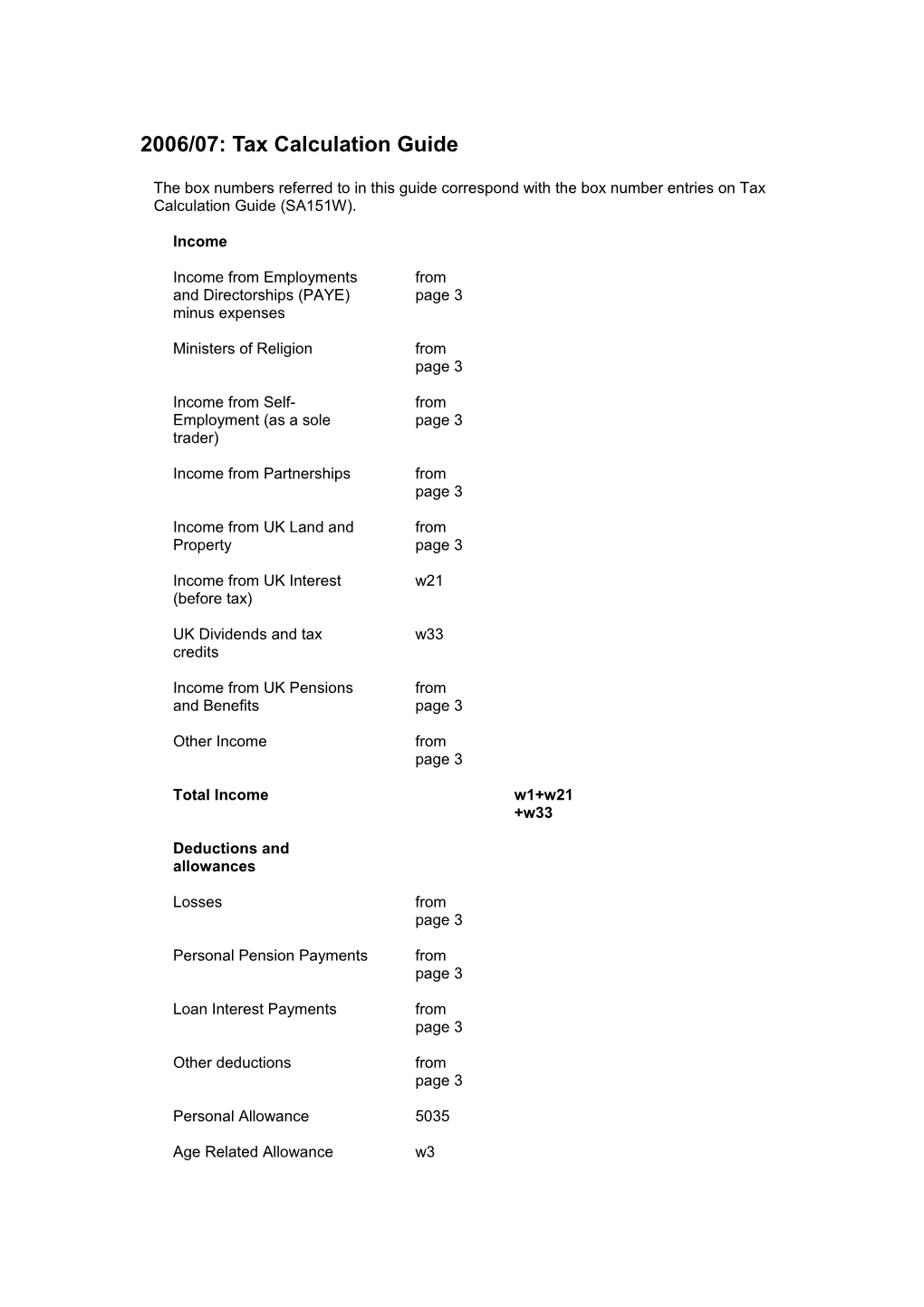 2001/02: Tax Calculation Guide