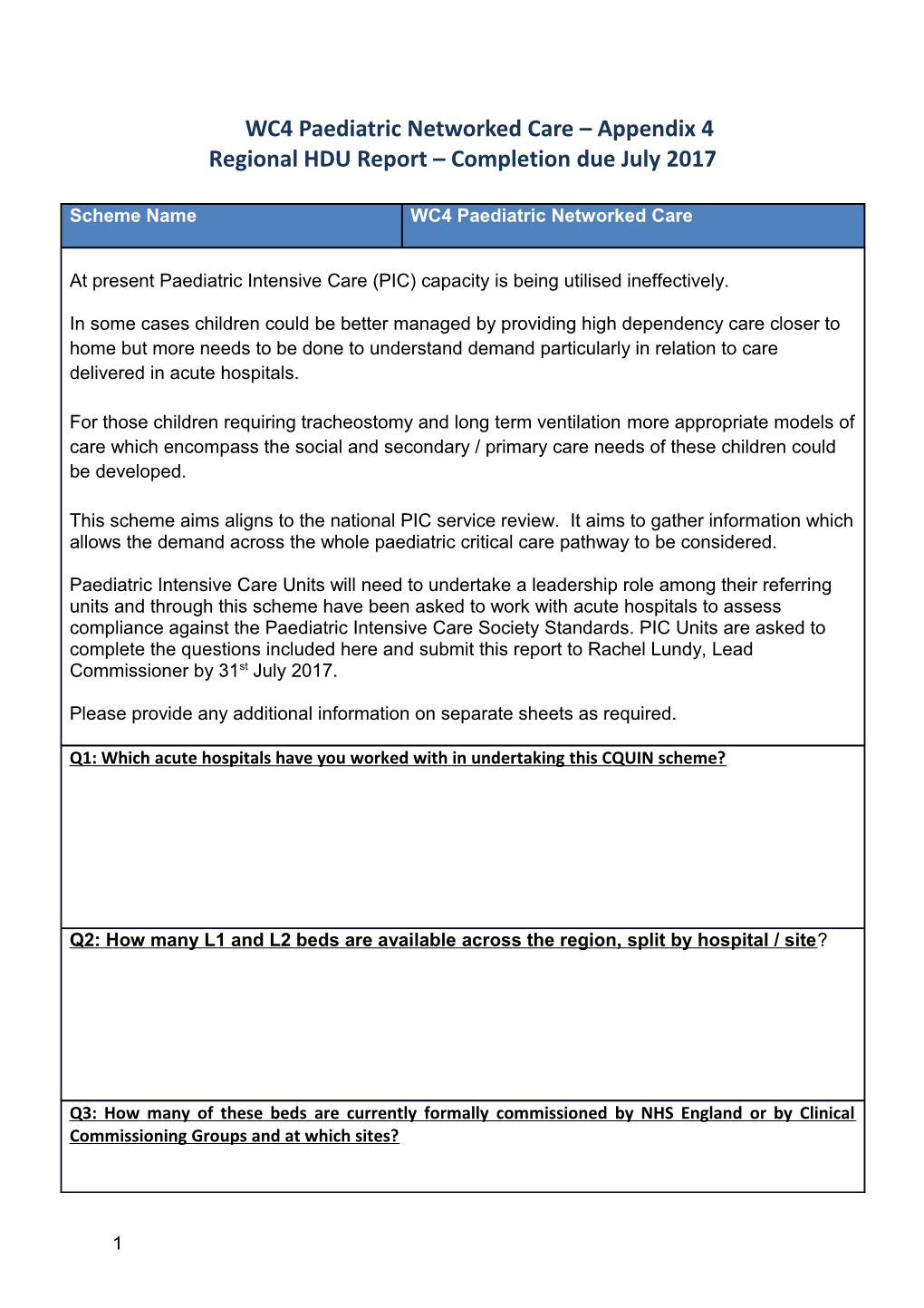 WC4 Paediatric Networked Care Appendix 4