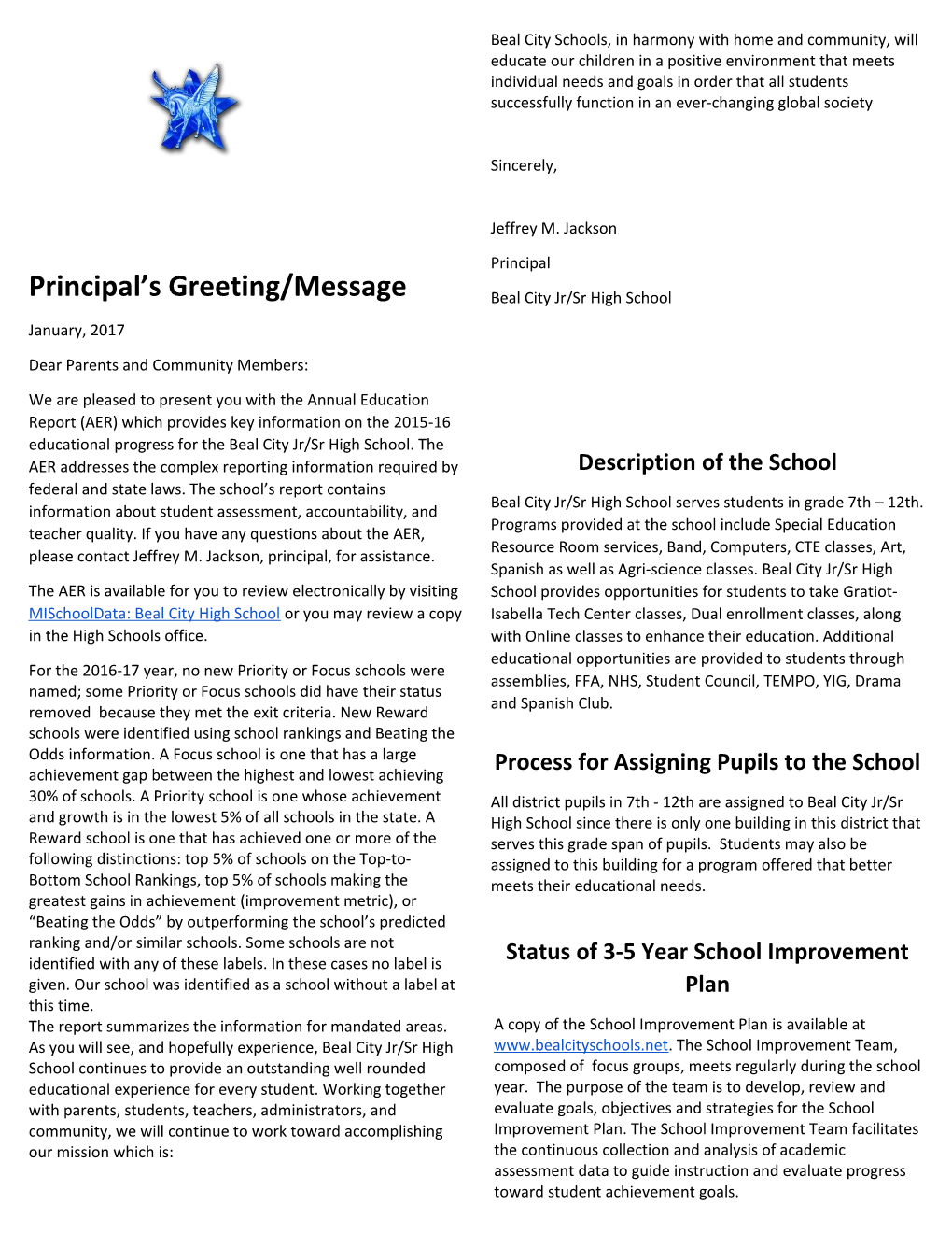 Principal S Greeting/Message