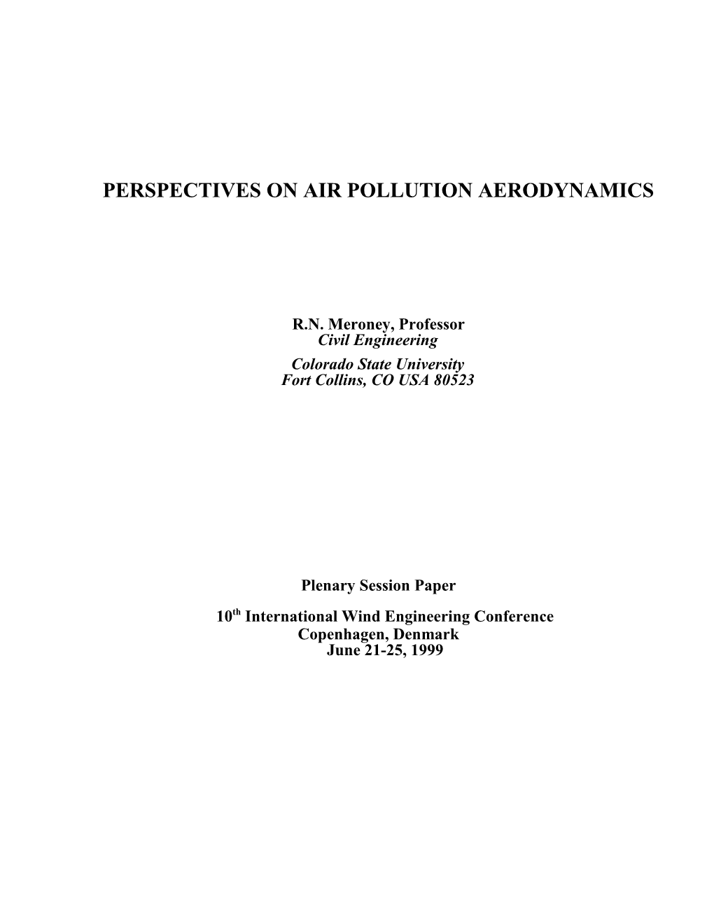 Perspectives on Air Pollution Aerodynamics