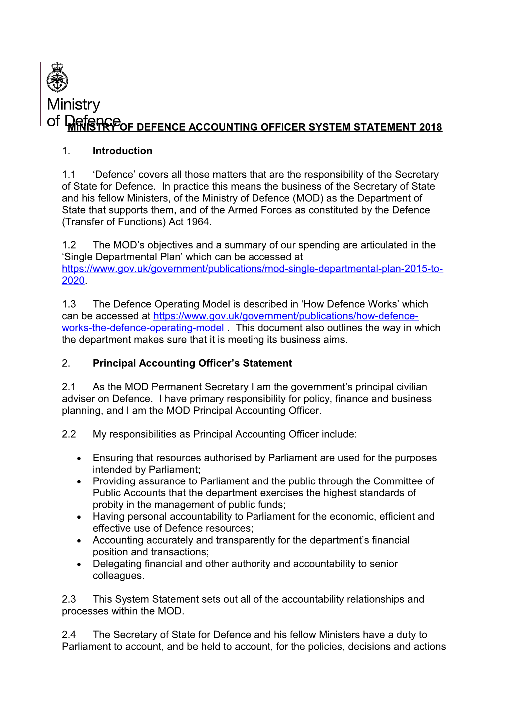 Accounting Officer System Statement 2018 V1