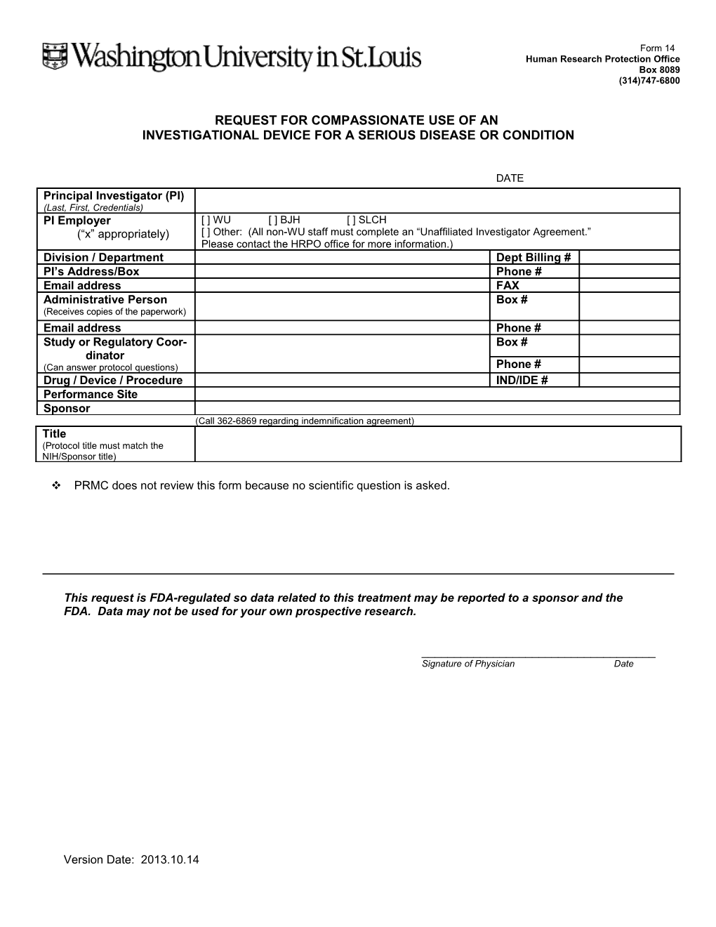 Single Patient Emerg Treatment Form