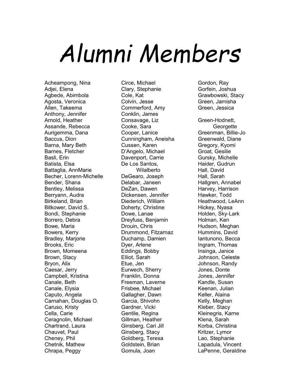 Alumni Members