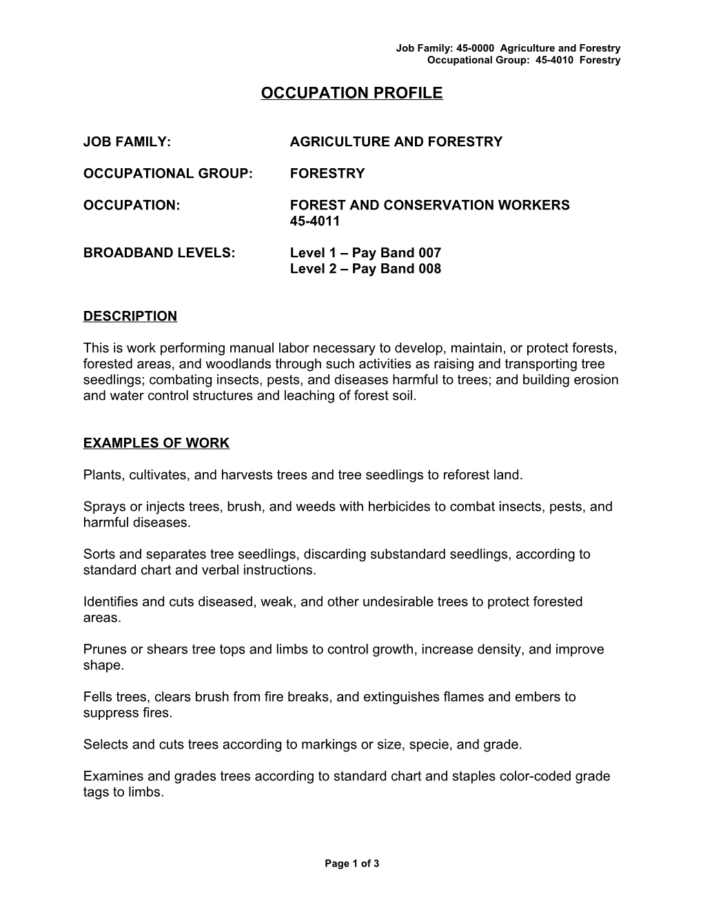 Job Family: 45-0000 Agriculture and Forestry