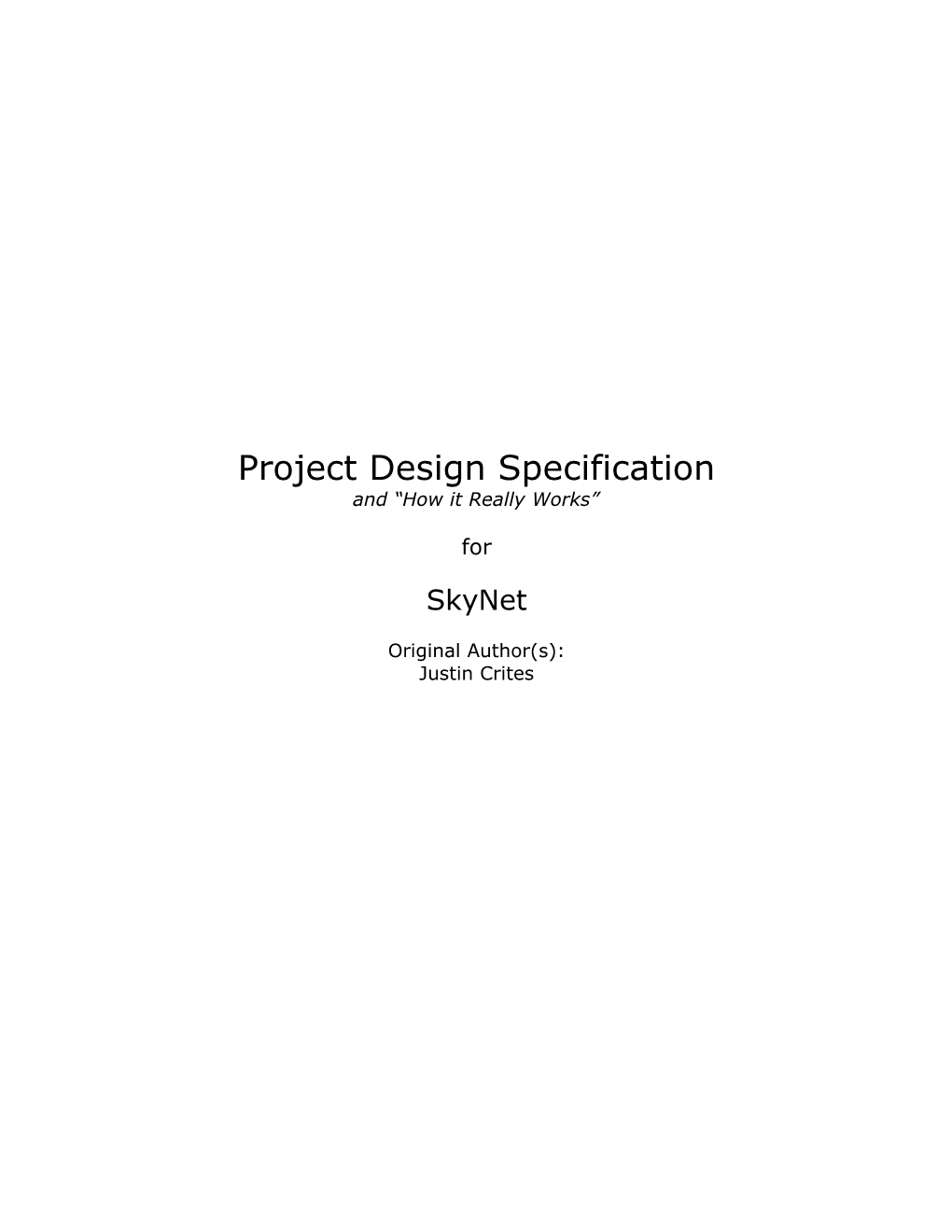 Project Design Specification