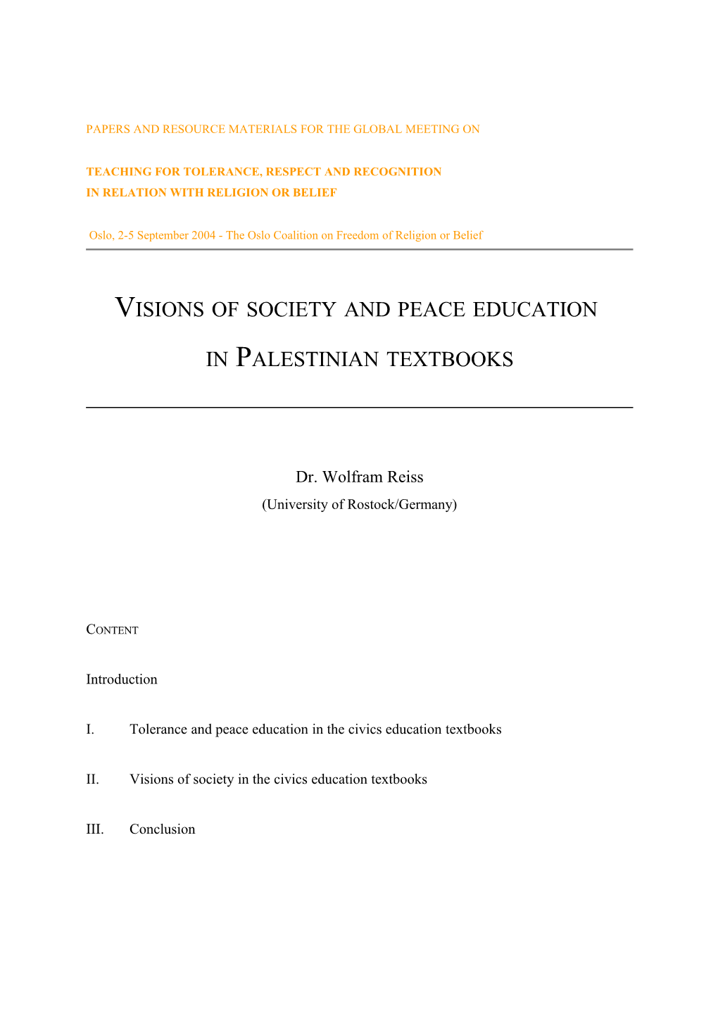 Die Palästinensischen Schulbücher Für Das Fach Islamische Religion