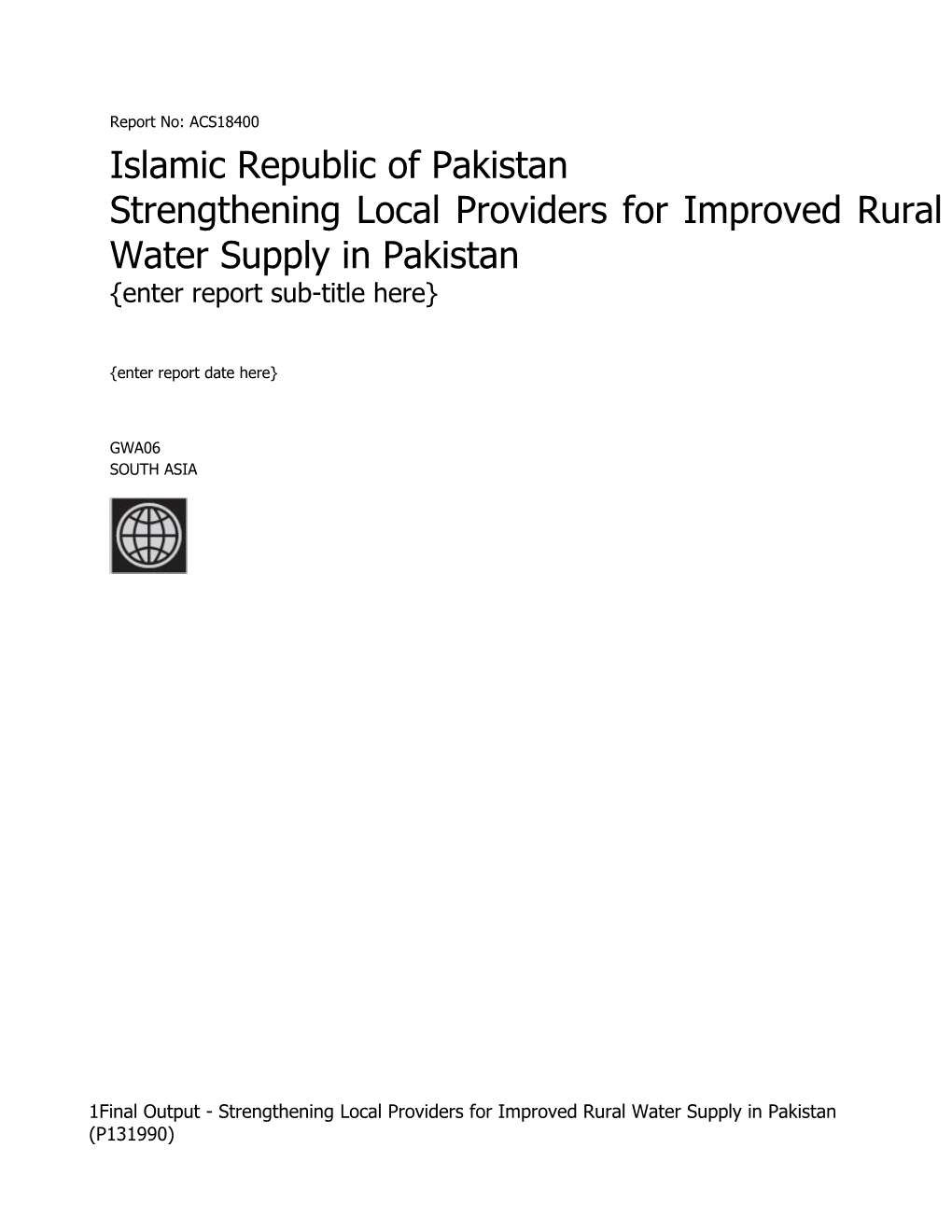 Strengthening Local Providers for Improved Rural Water Supply in Pakistan