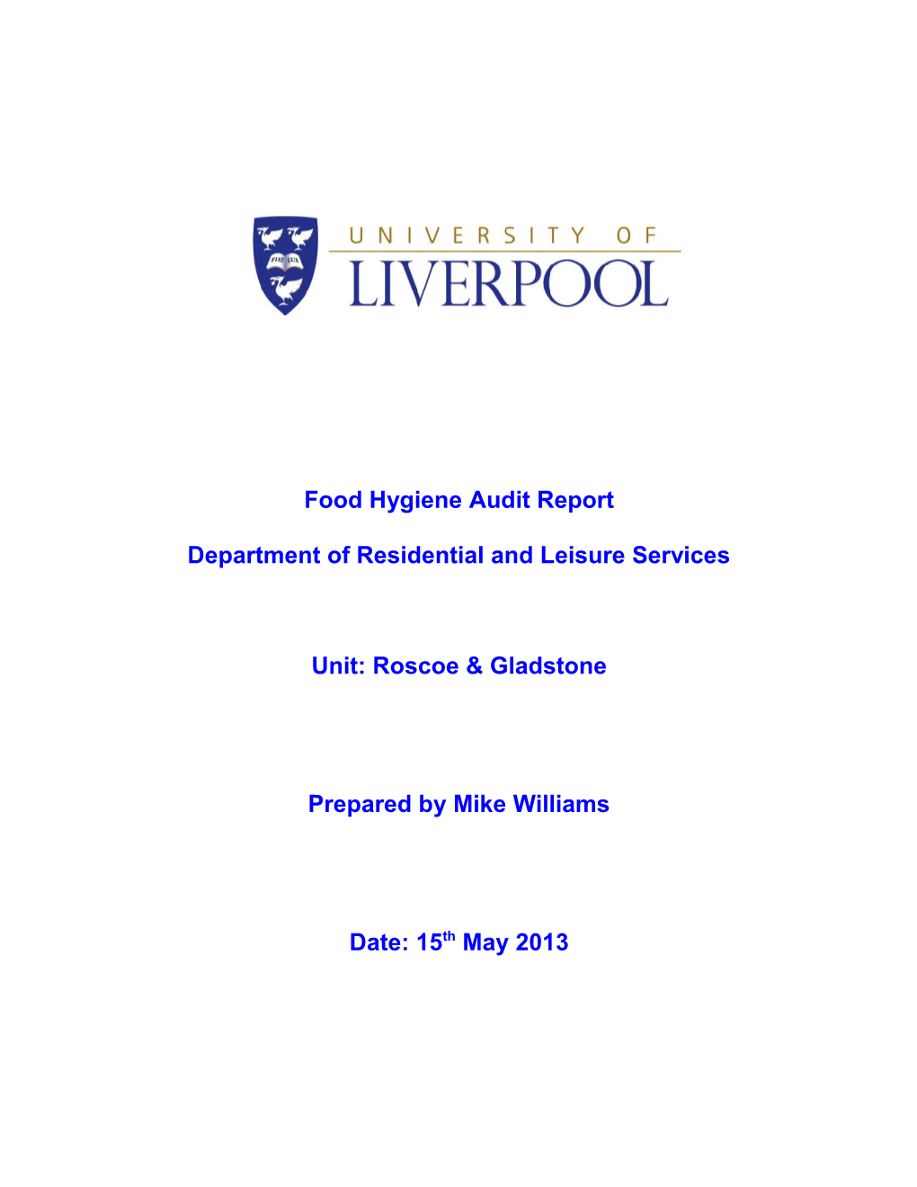 Food Hygiene Audit Report