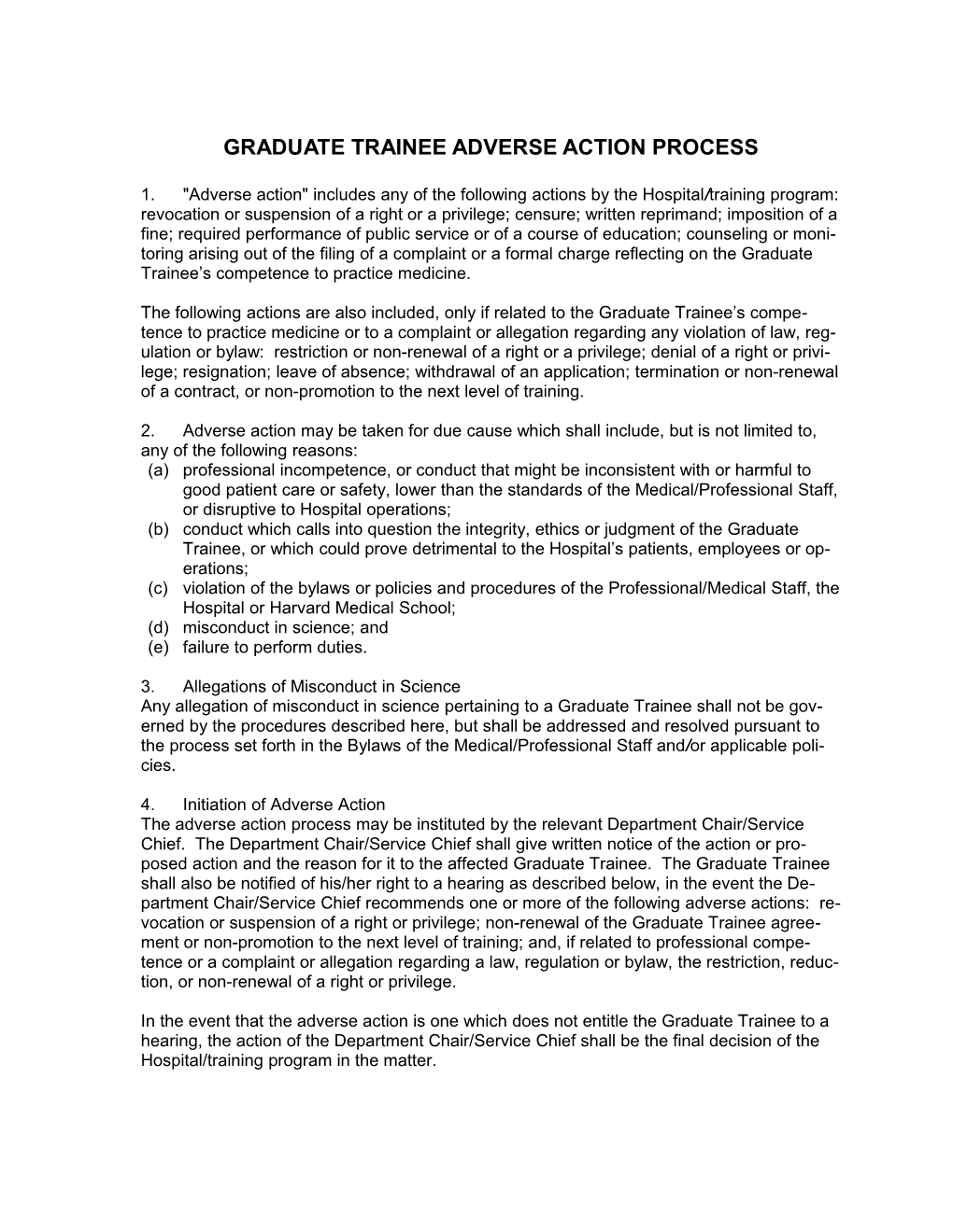 ADVERSE ACTION PROCESS (Proposed Edits in Bold Italics)