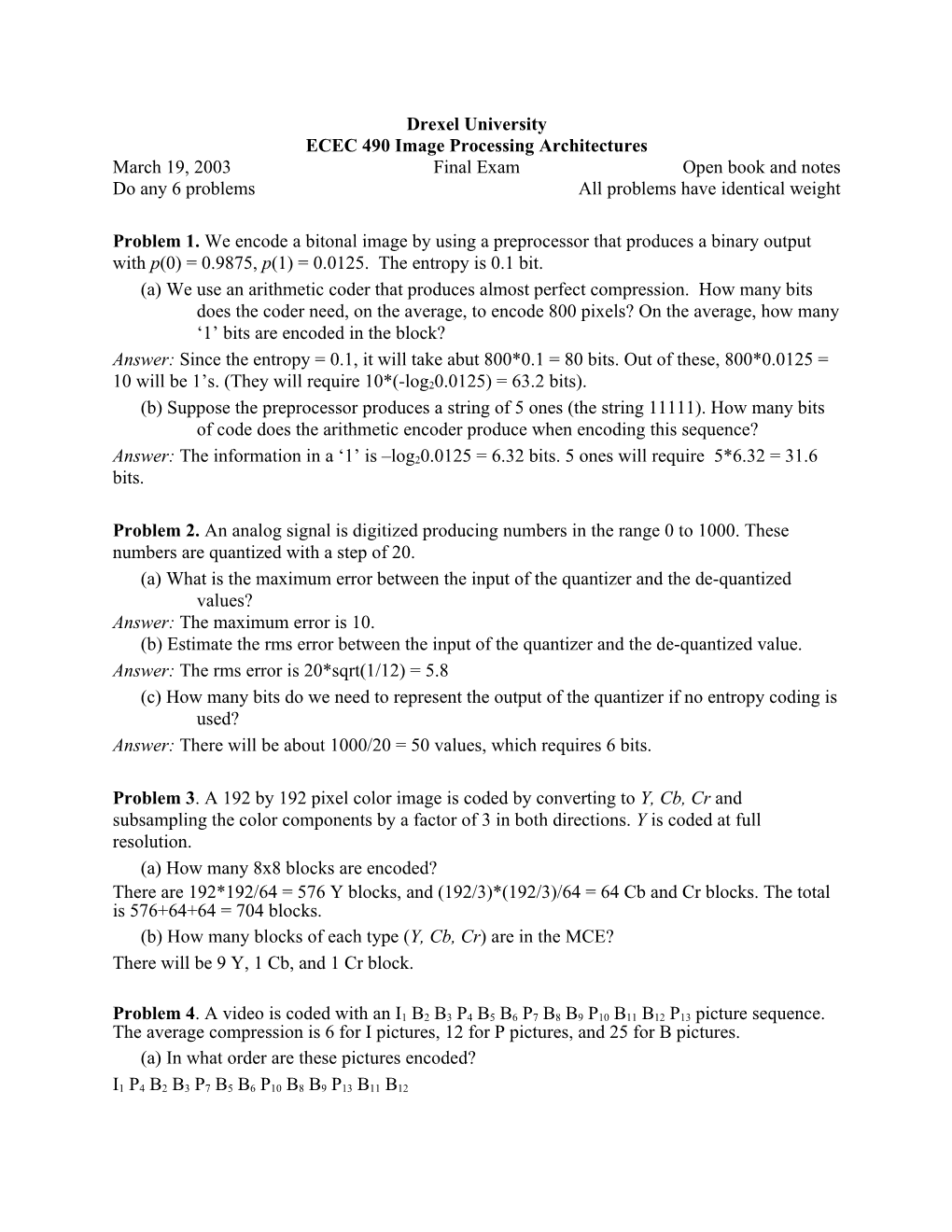 ECEC 490 Image Processing Architectures