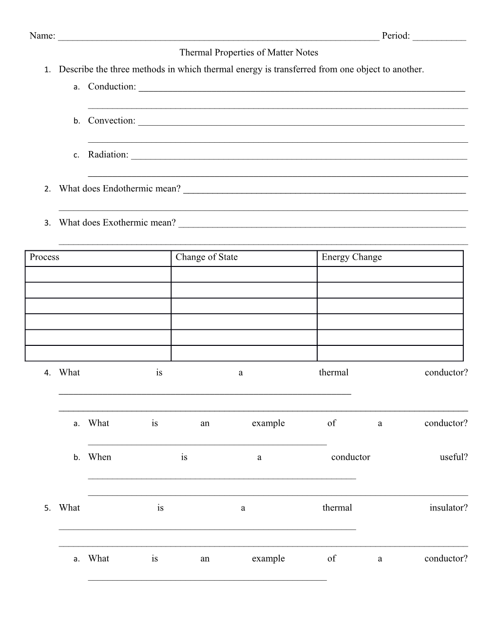 Thermal Properties of Matter Notes