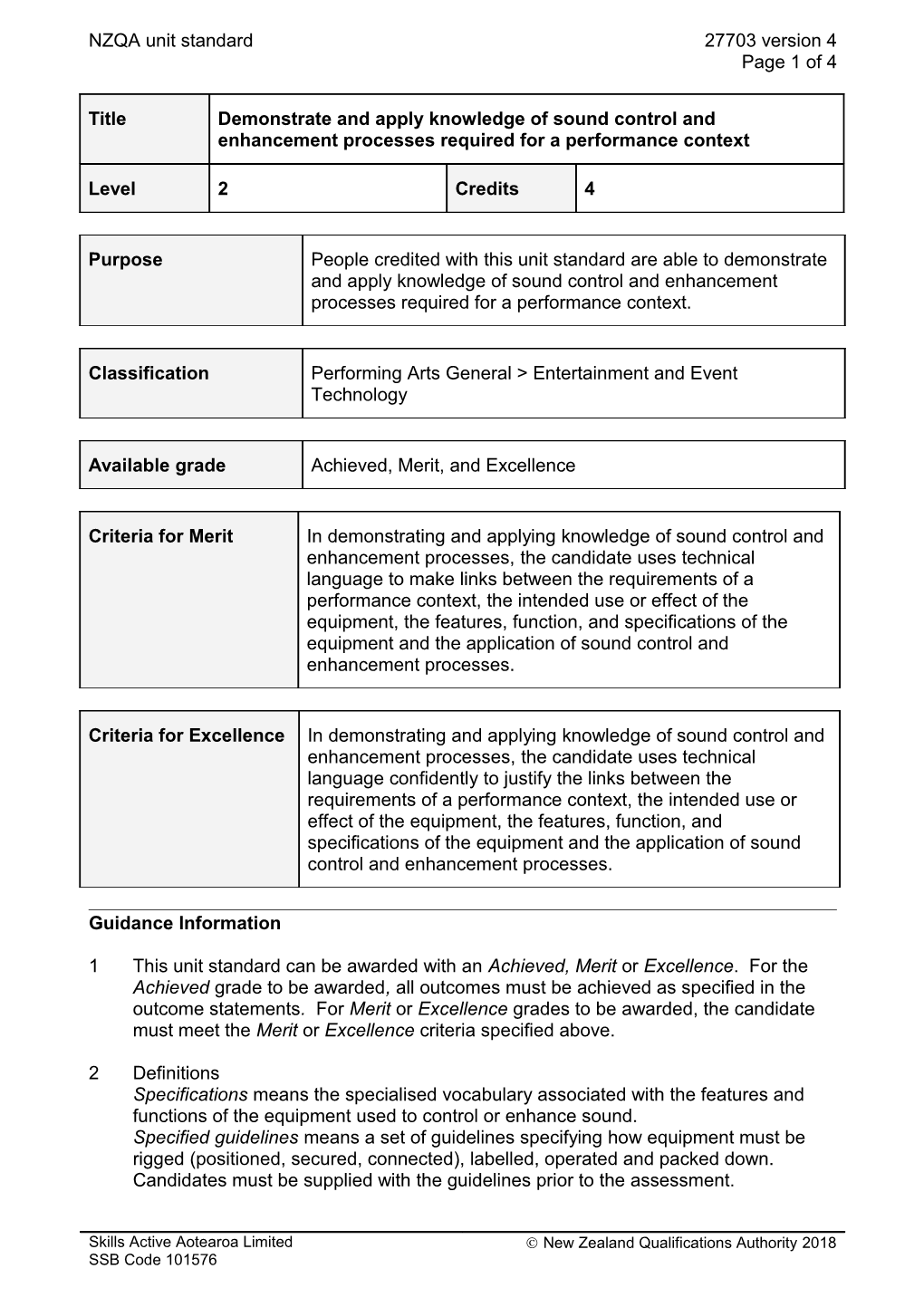 27703 Demonstrate and Apply Knowledge of Sound Control and Enhancement Processes Required