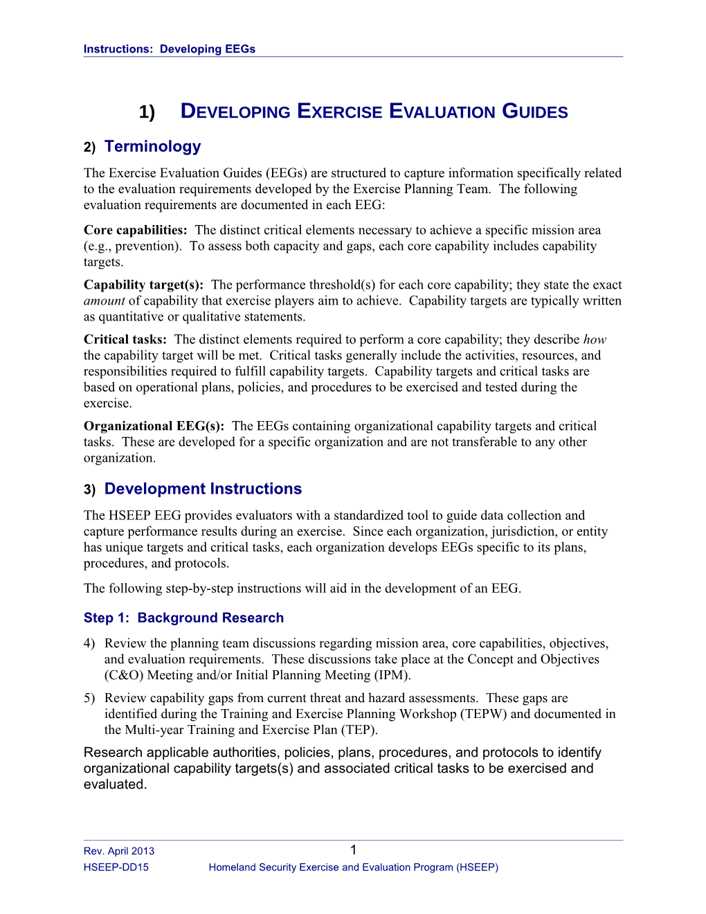 Developing Exercise Evaluation Guides