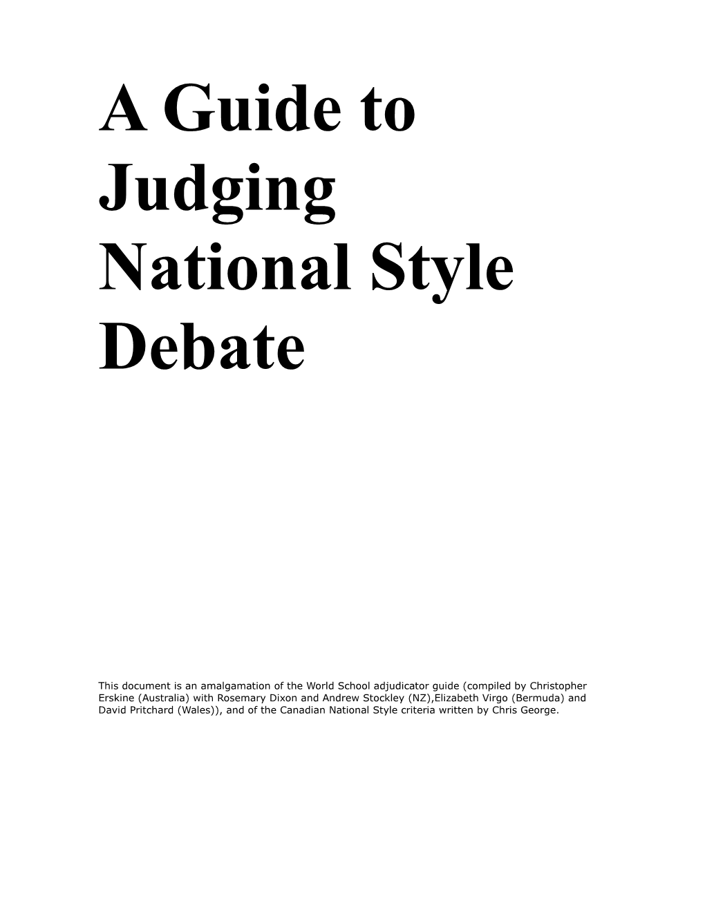 National Style Debate