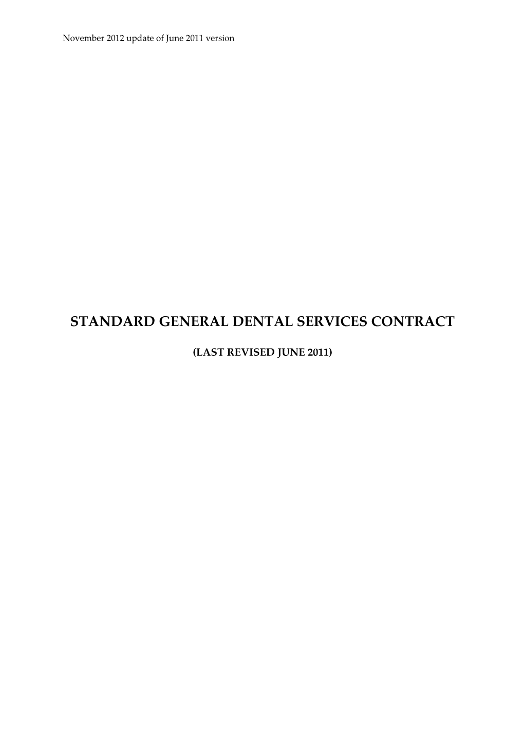 Standard General Dental Services Contract