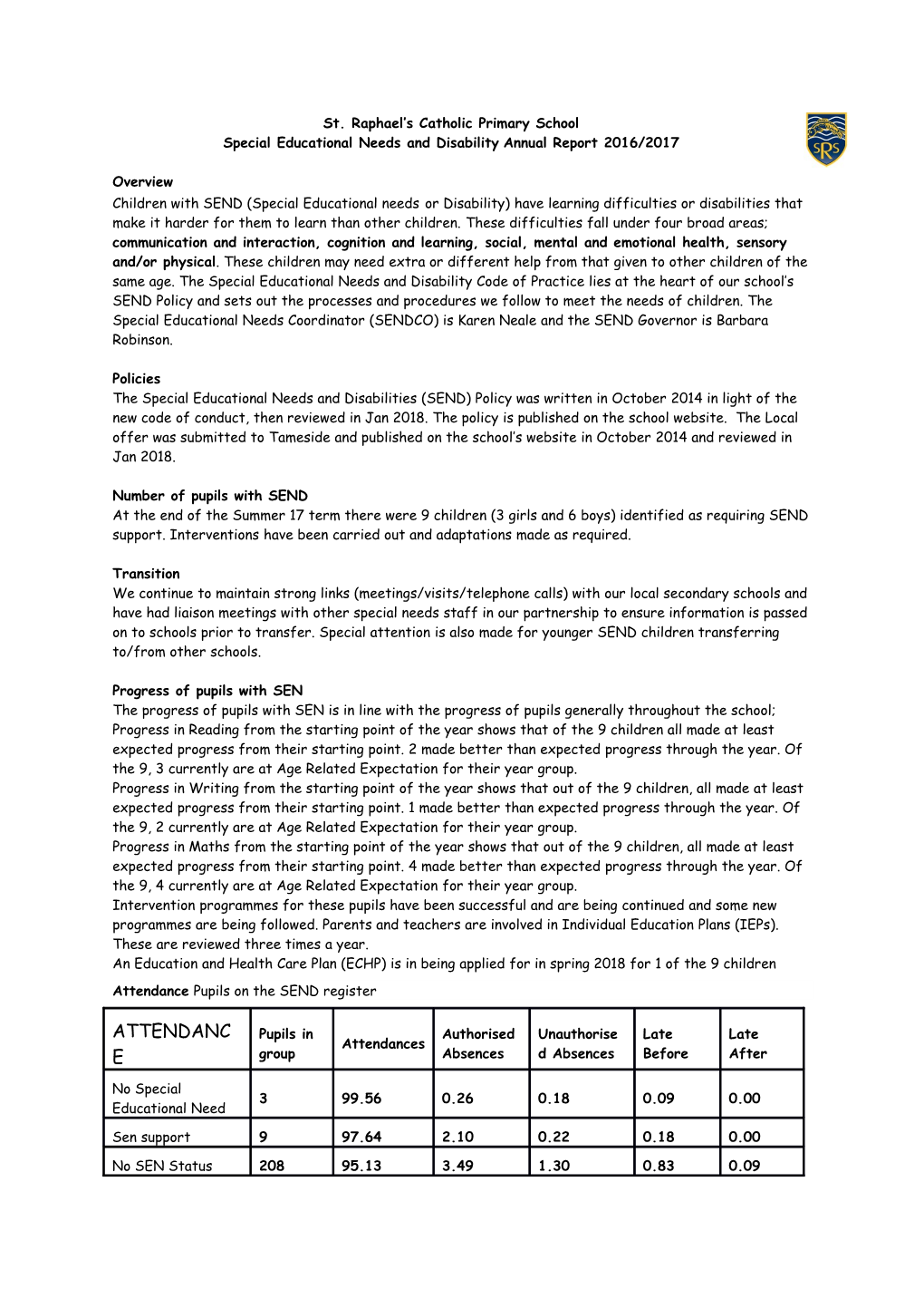 Special Educational Needs and Disabilityannual Report 2016/2017