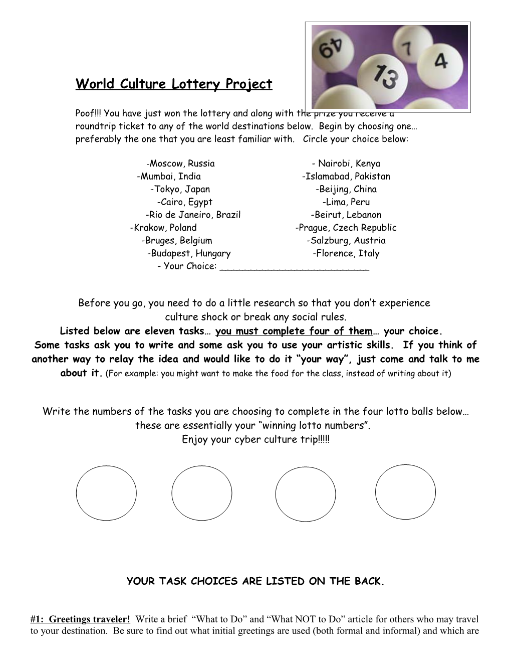 World Culture Lottery Project
