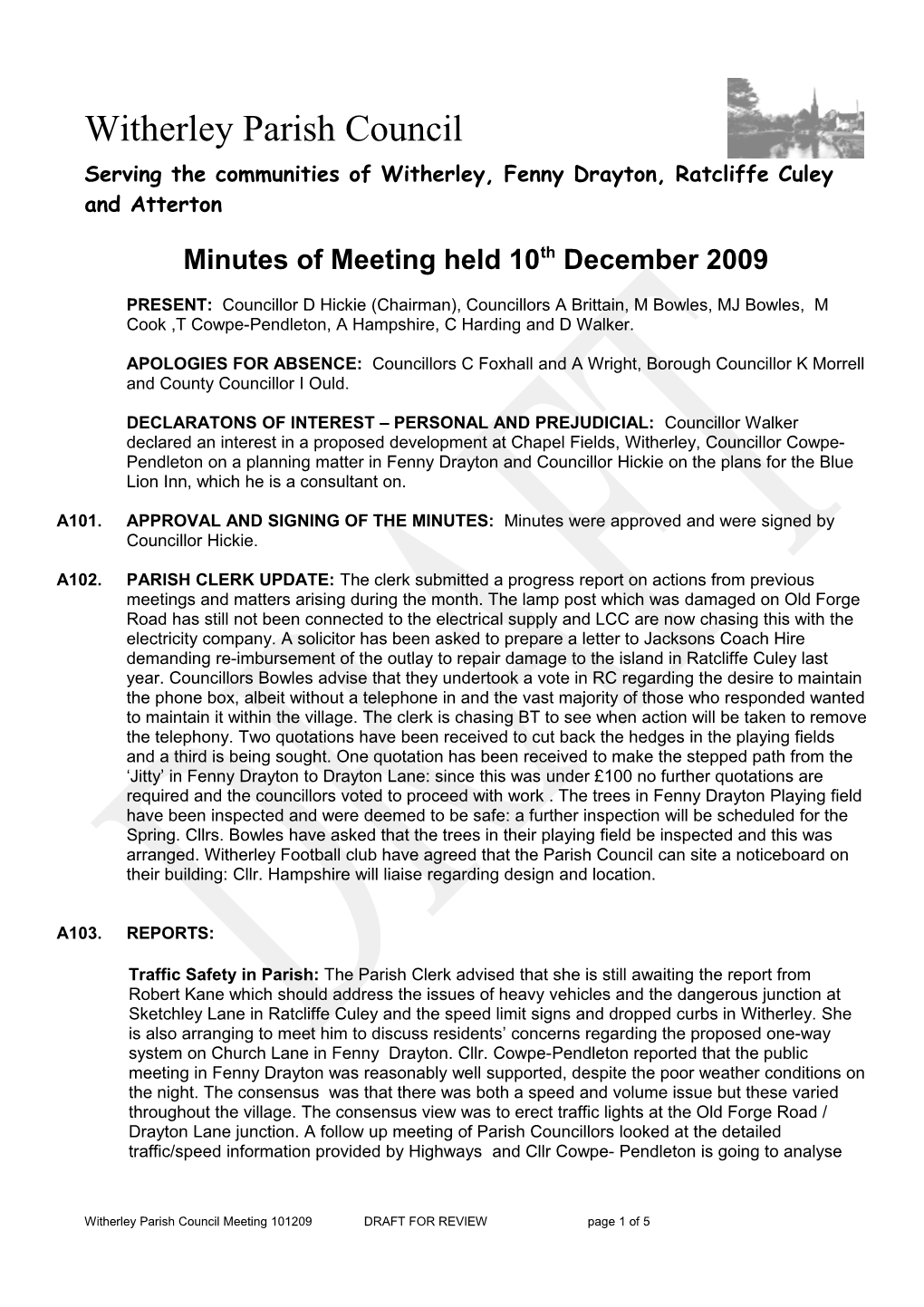 Minutes of Meeting Held 12Th February 2009