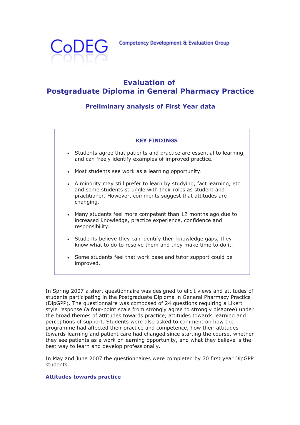 Postgraduate Diploma in General Pharmacy Practice