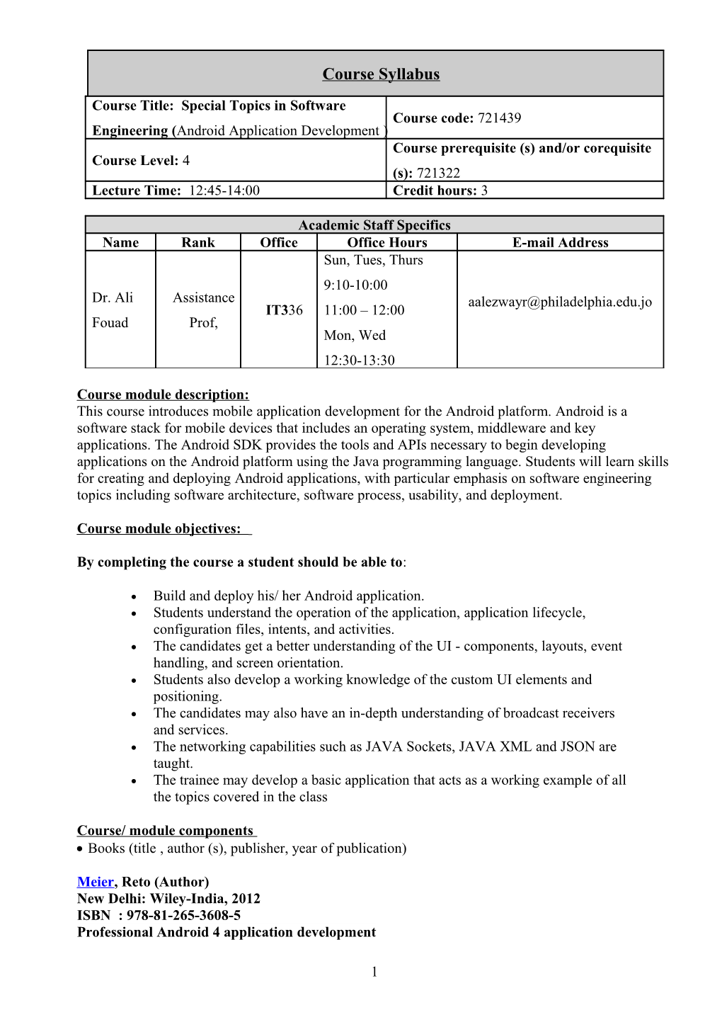 Course Module Description